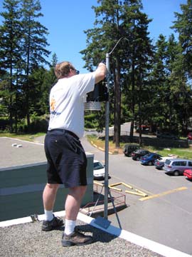 Photo of weather station installation on Frank Hobbs Elementary School
