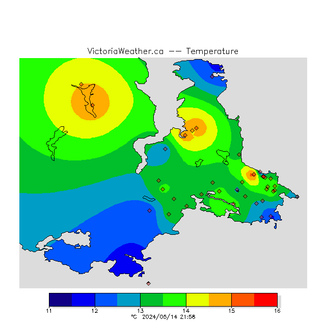 This figure shows current observations at all stations in Victoria.