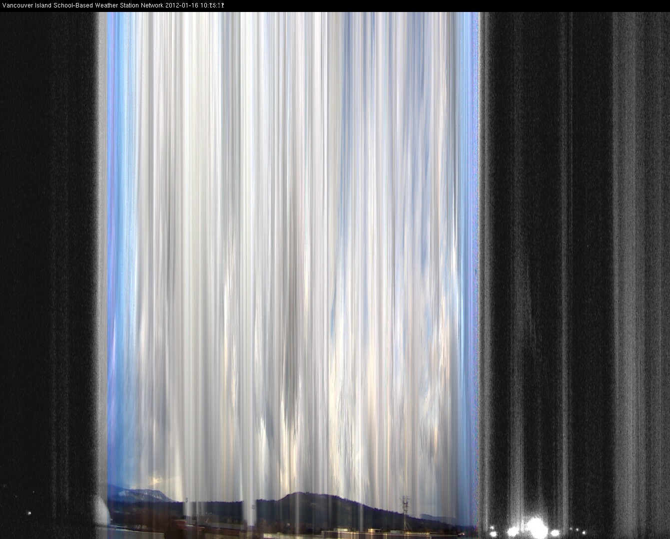 image of the sky seen from UVic, each column of pixels is a different minute, keogram