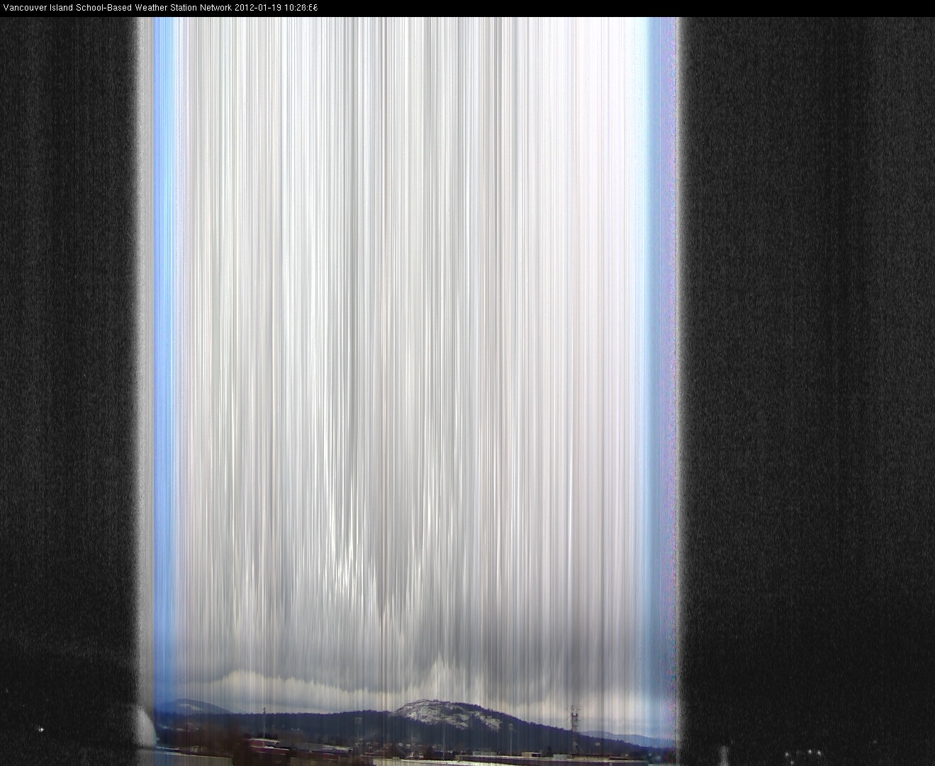 image of the sky seen from UVic, each column of pixels is a different minute, keogram