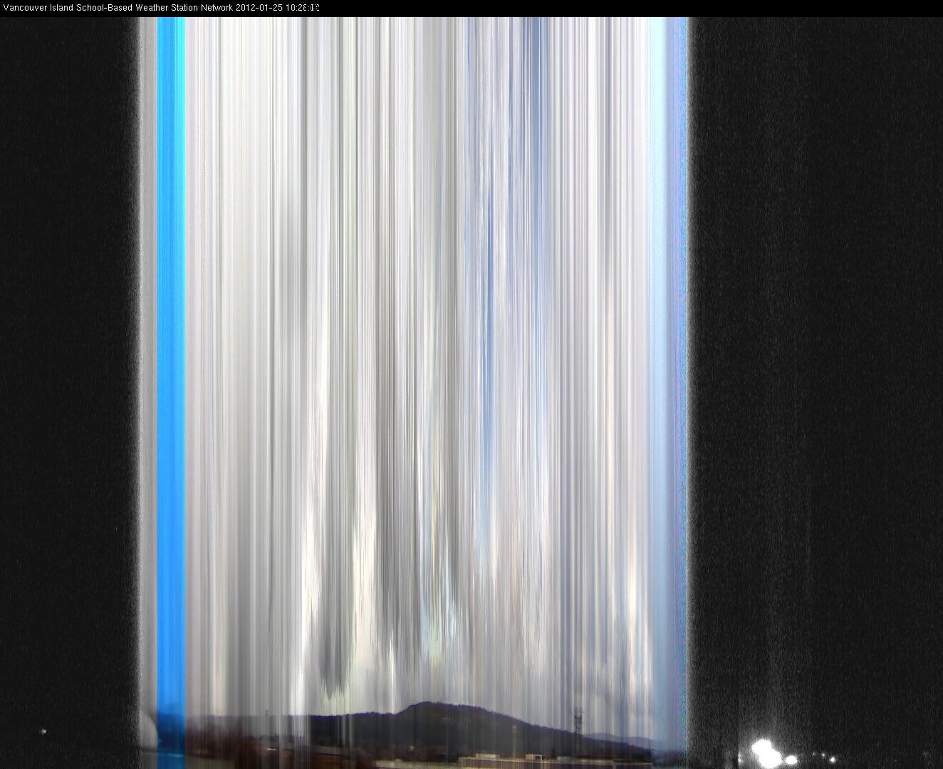 image of the sky seen from UVic, each column of pixels is a different minute, keogram