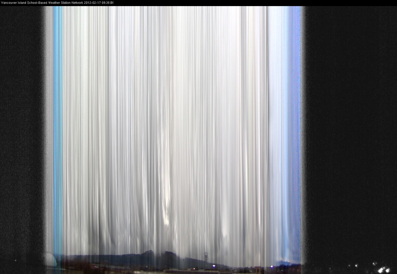 image of the sky seen from UVic, each column of pixels is a different minute, keogram