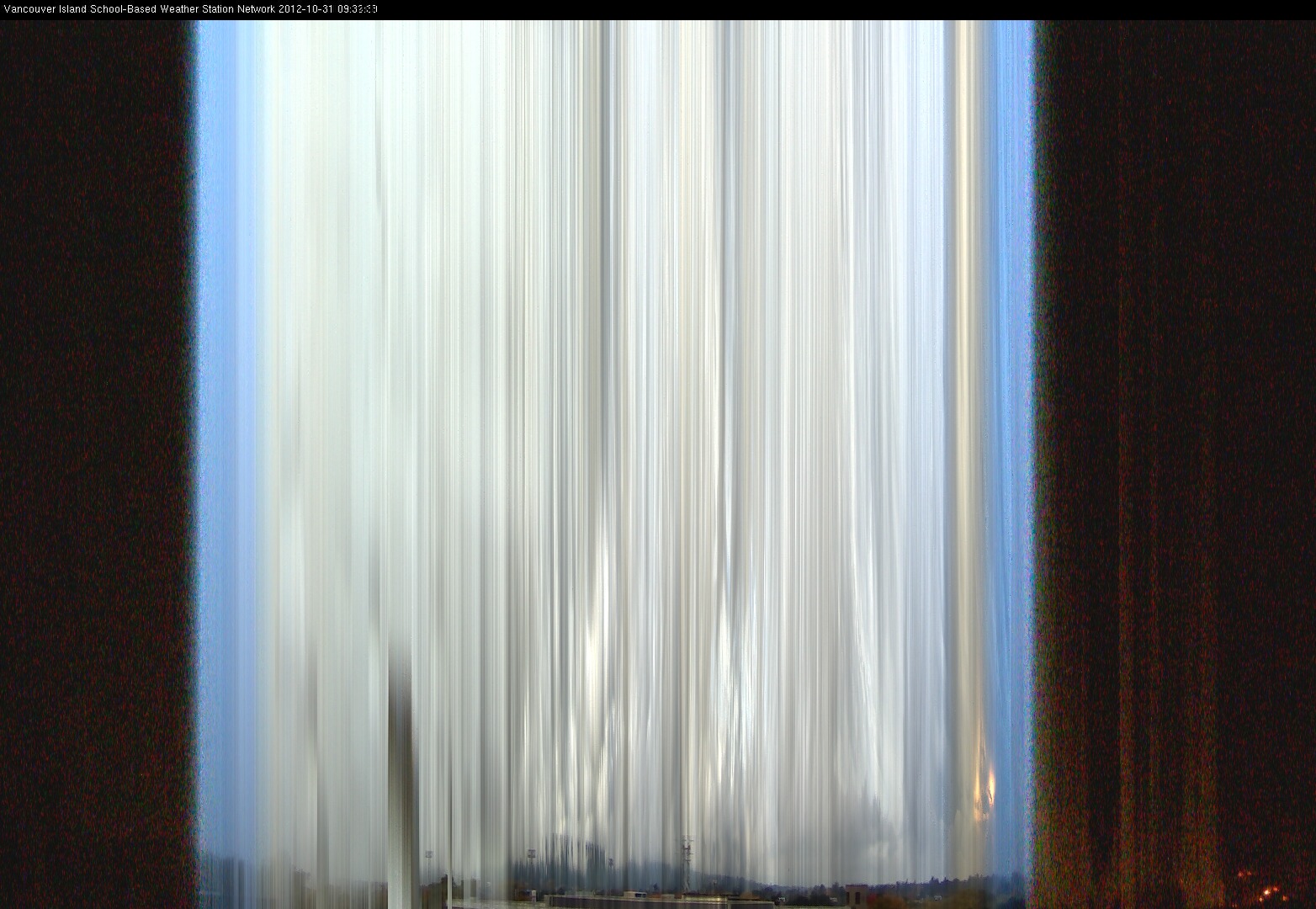 image of the sky seen from UVic, each column of pixels is a different minute, keogram