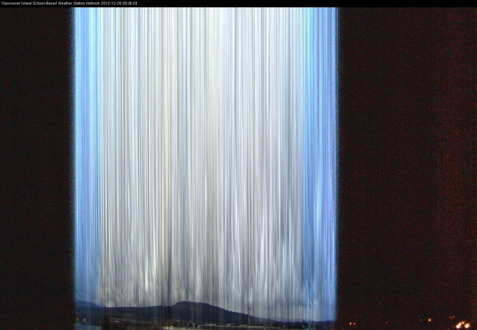 image of the sky seen from UVic, each column of pixels is a different minute, keogram