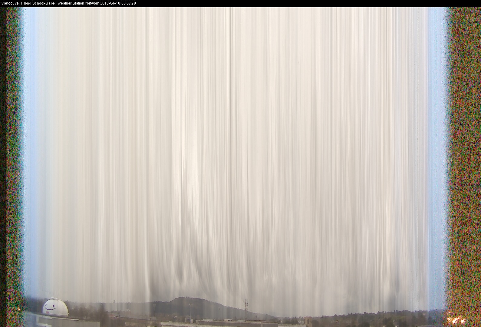 image of the sky seen from UVic, each column of pixels is a different minute, keogram