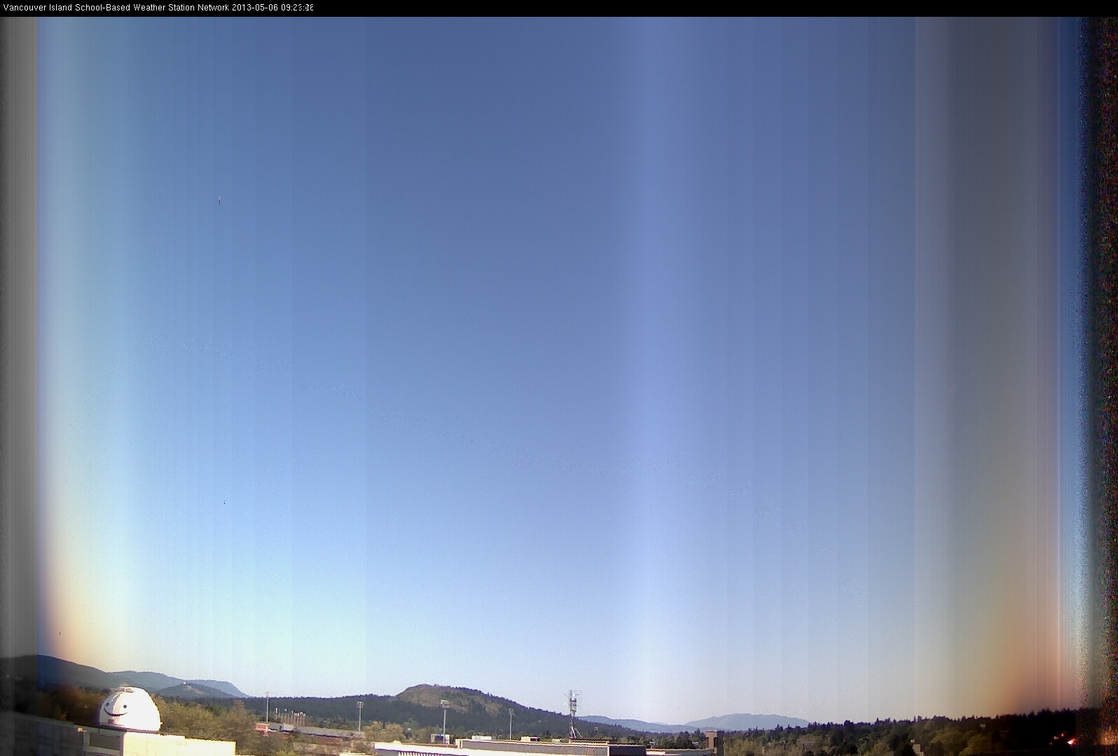 image of the sky seen from UVic, each column of pixels is a different minute, keogram