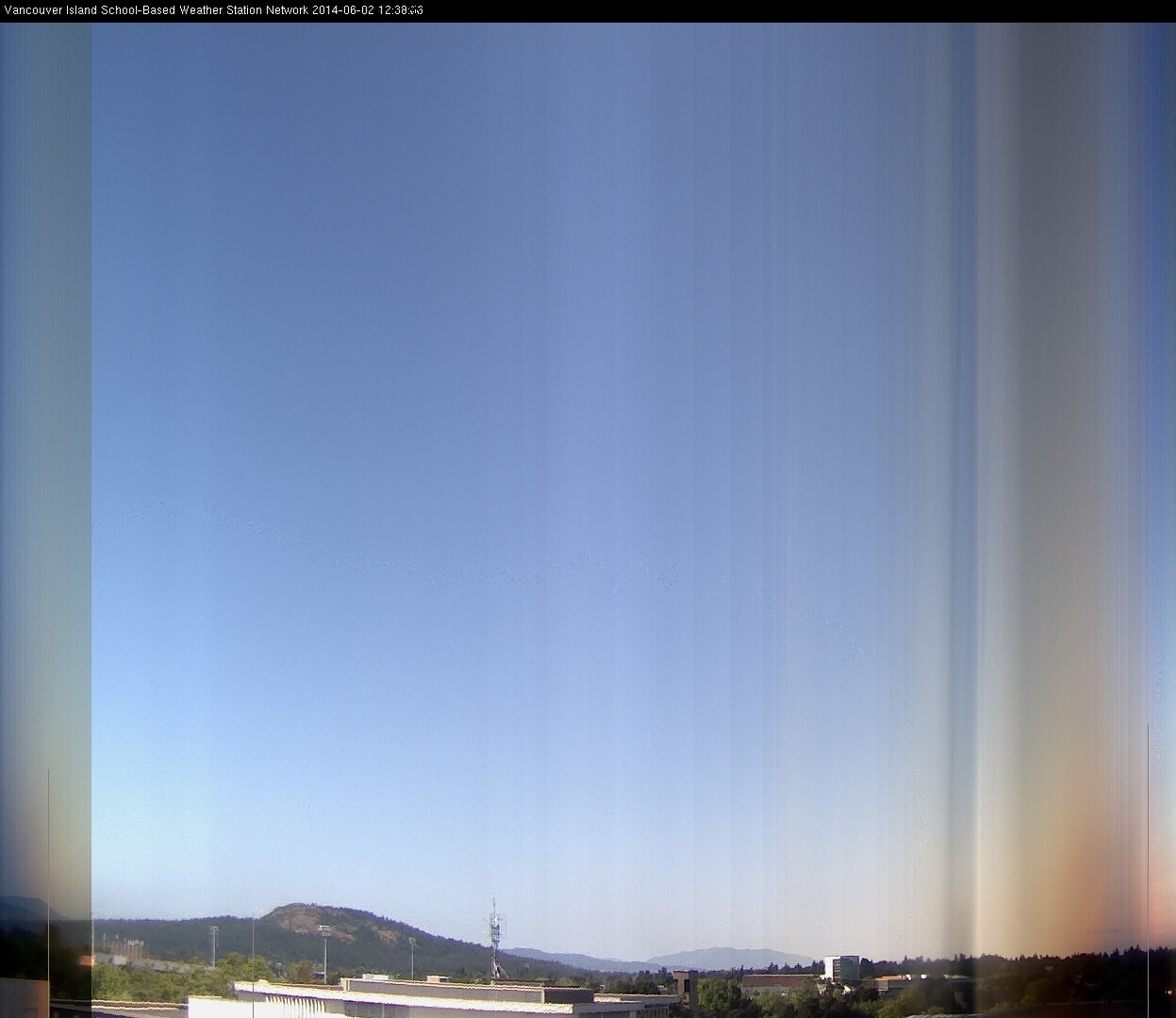 image of the sky seen from UVic, each column of pixels is a different minute, keogram