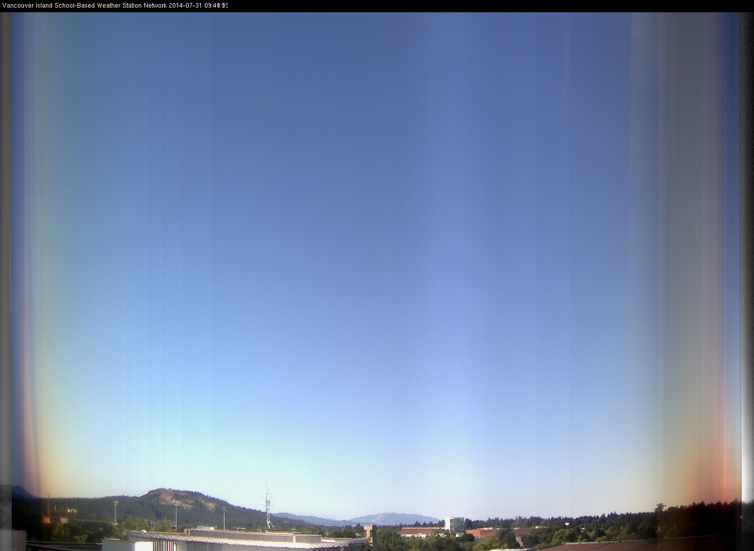 image of the sky seen from UVic, each column of pixels is a different minute, keogram