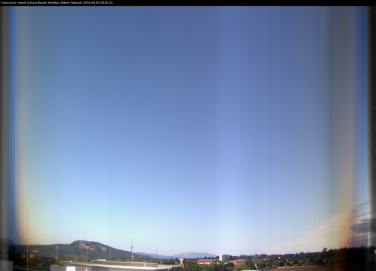 image of the sky seen from UVic, each column of pixels is a different minute, keogram