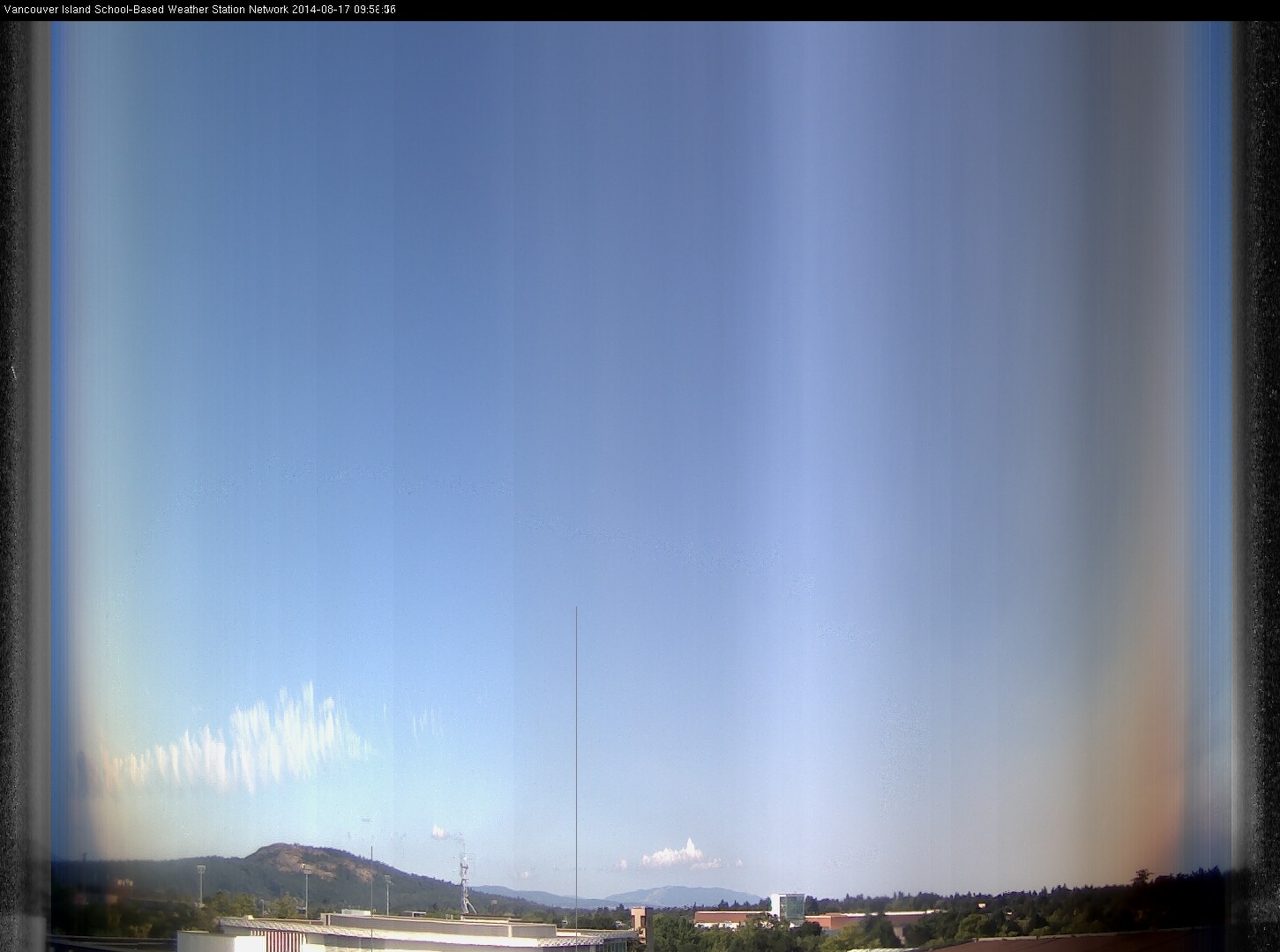 image of the sky seen from UVic, each column of pixels is a different minute, keogram