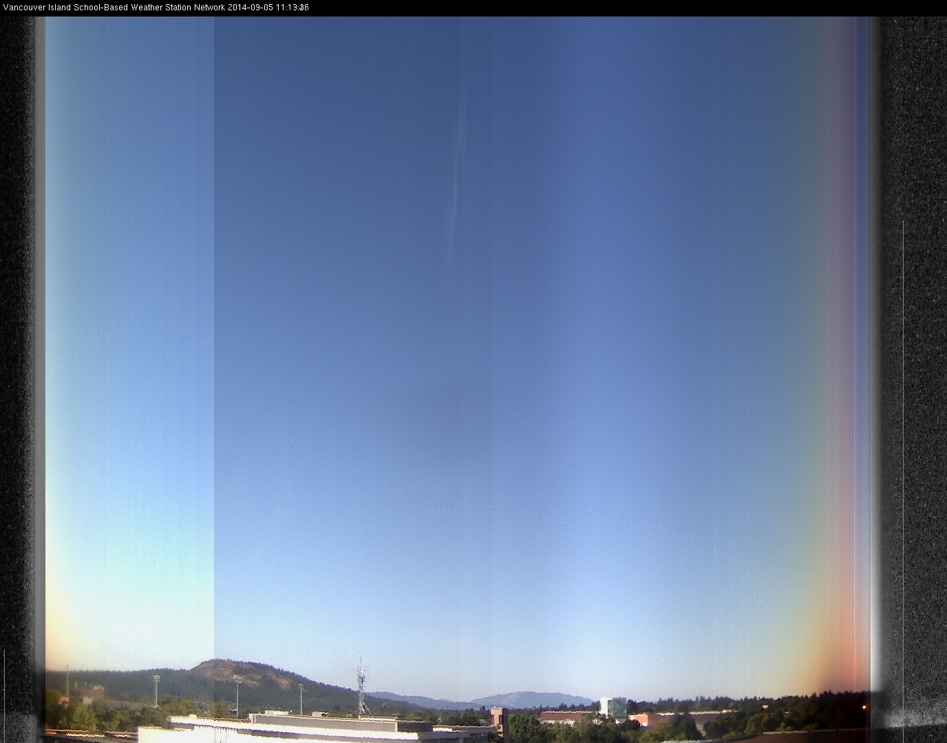 image of the sky seen from UVic, each column of pixels is a different minute, keogram