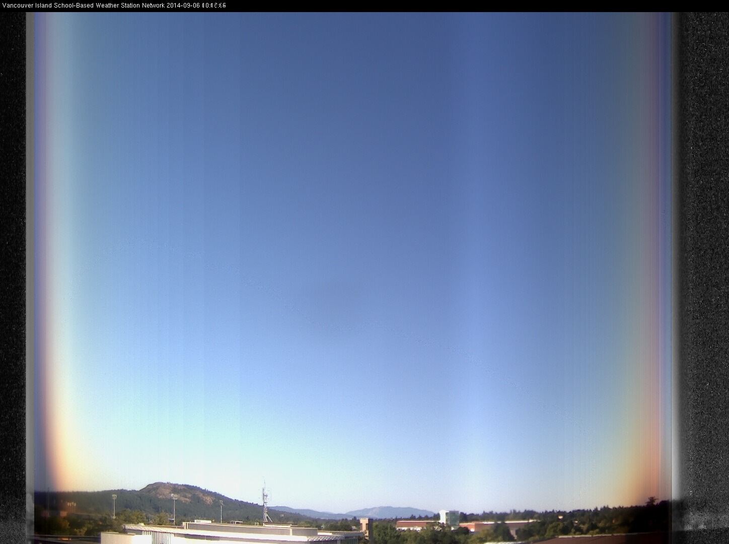 image of the sky seen from UVic, each column of pixels is a different minute, keogram