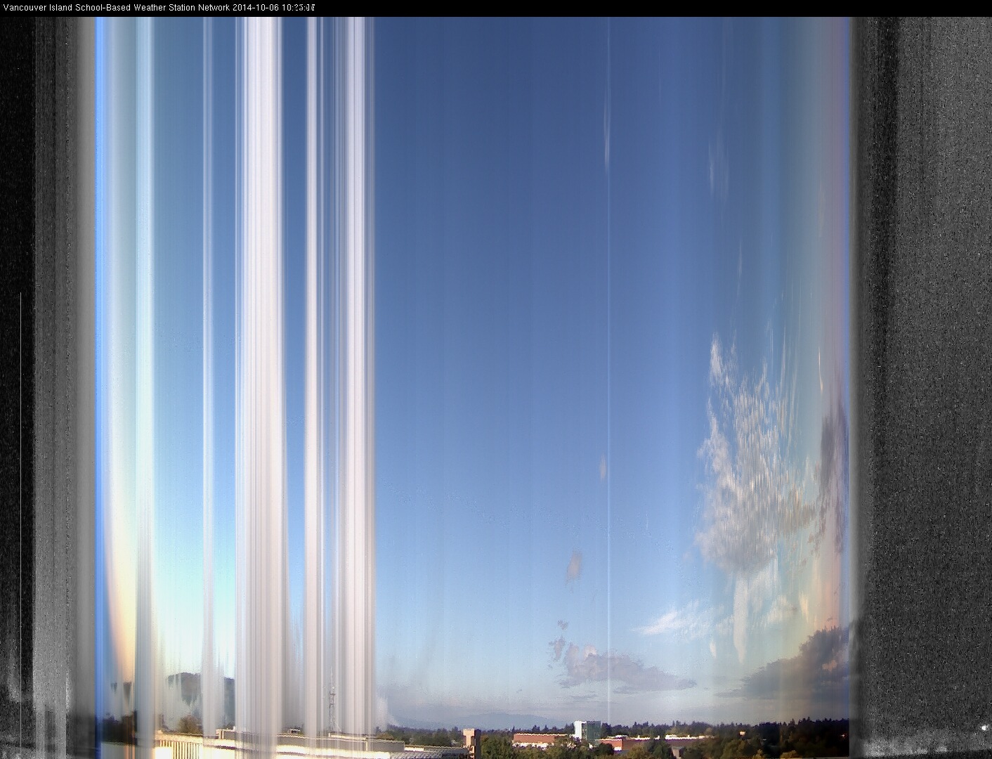 image of the sky seen from UVic, each column of pixels is a different minute, keogram
