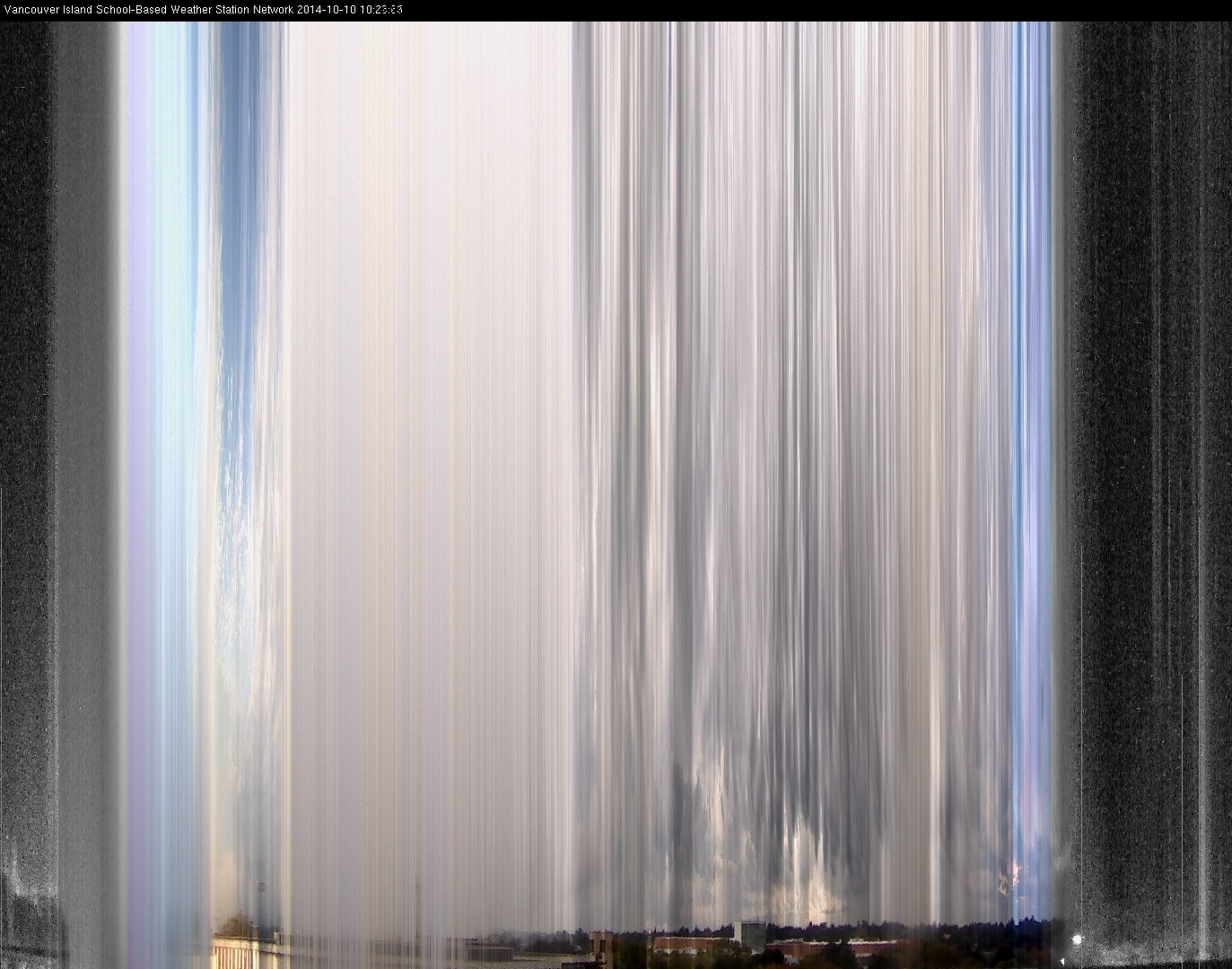 image of the sky seen from UVic, each column of pixels is a different minute, keogram
