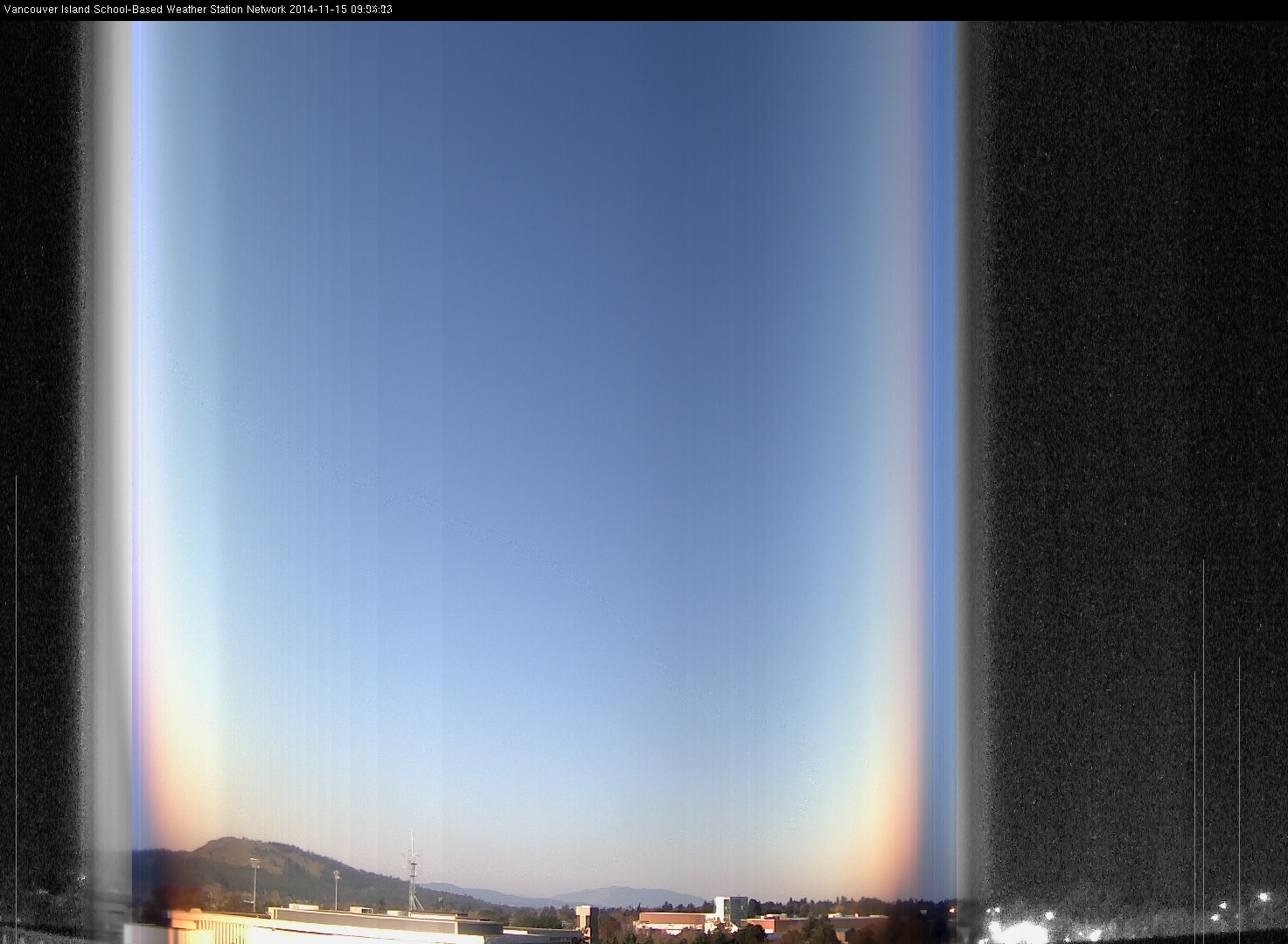 image of the sky seen from UVic, each column of pixels is a different minute, keogram