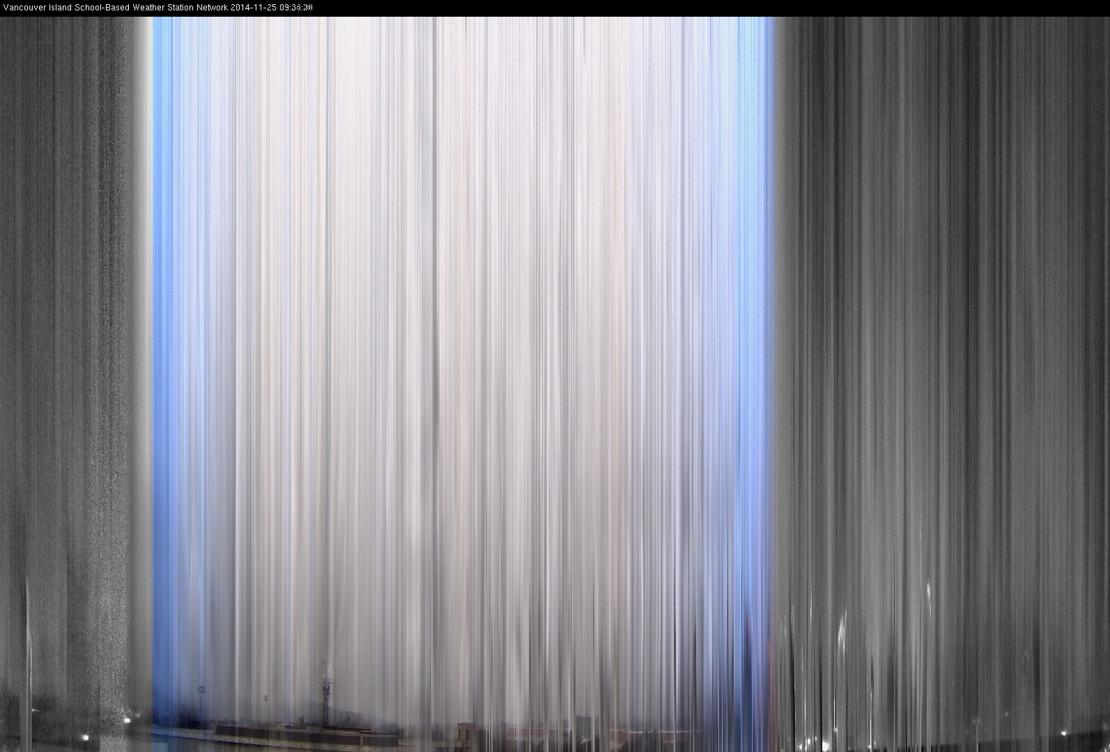 image of the sky seen from UVic, each column of pixels is a different minute, keogram