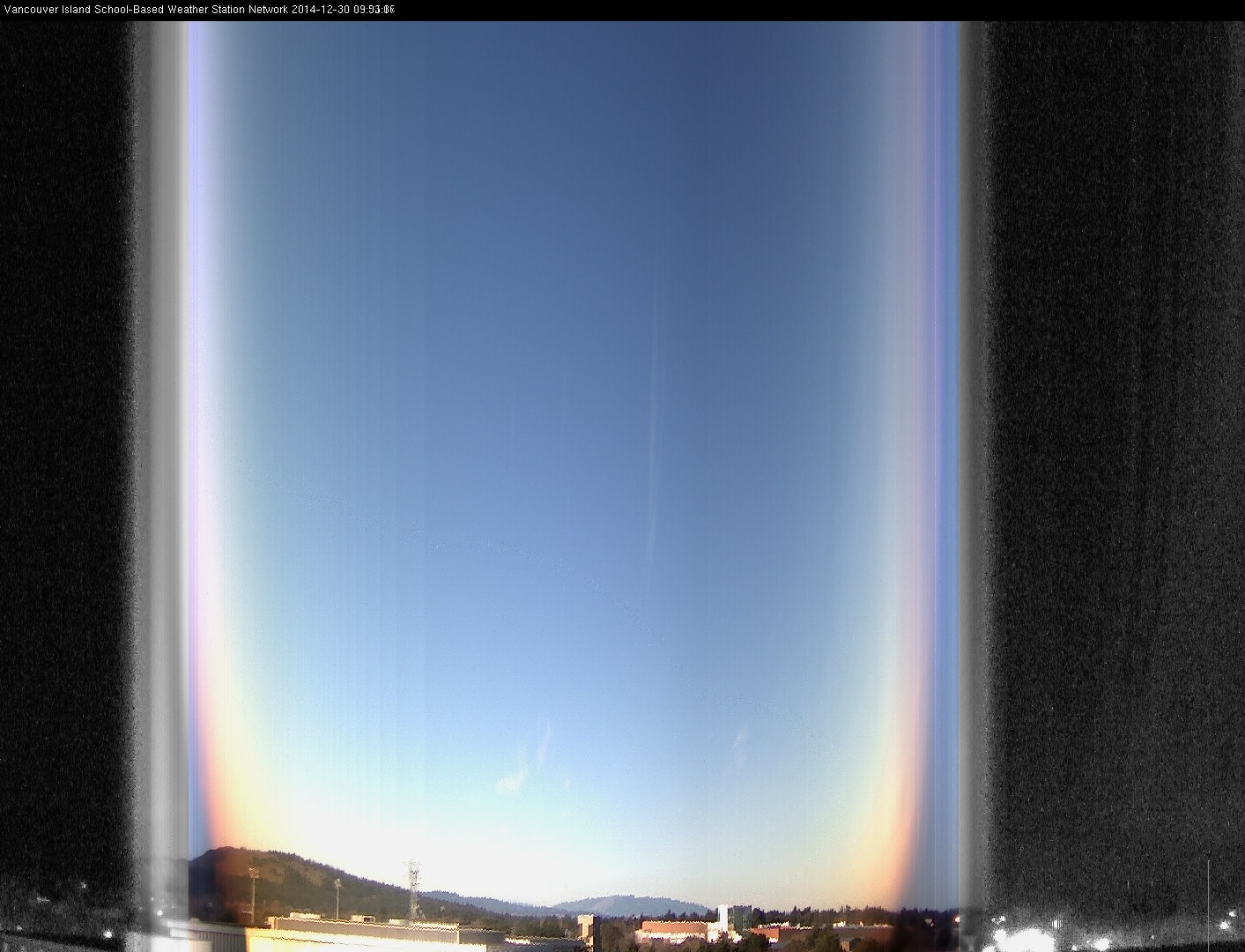 image of the sky seen from UVic, each column of pixels is a different minute, keogram