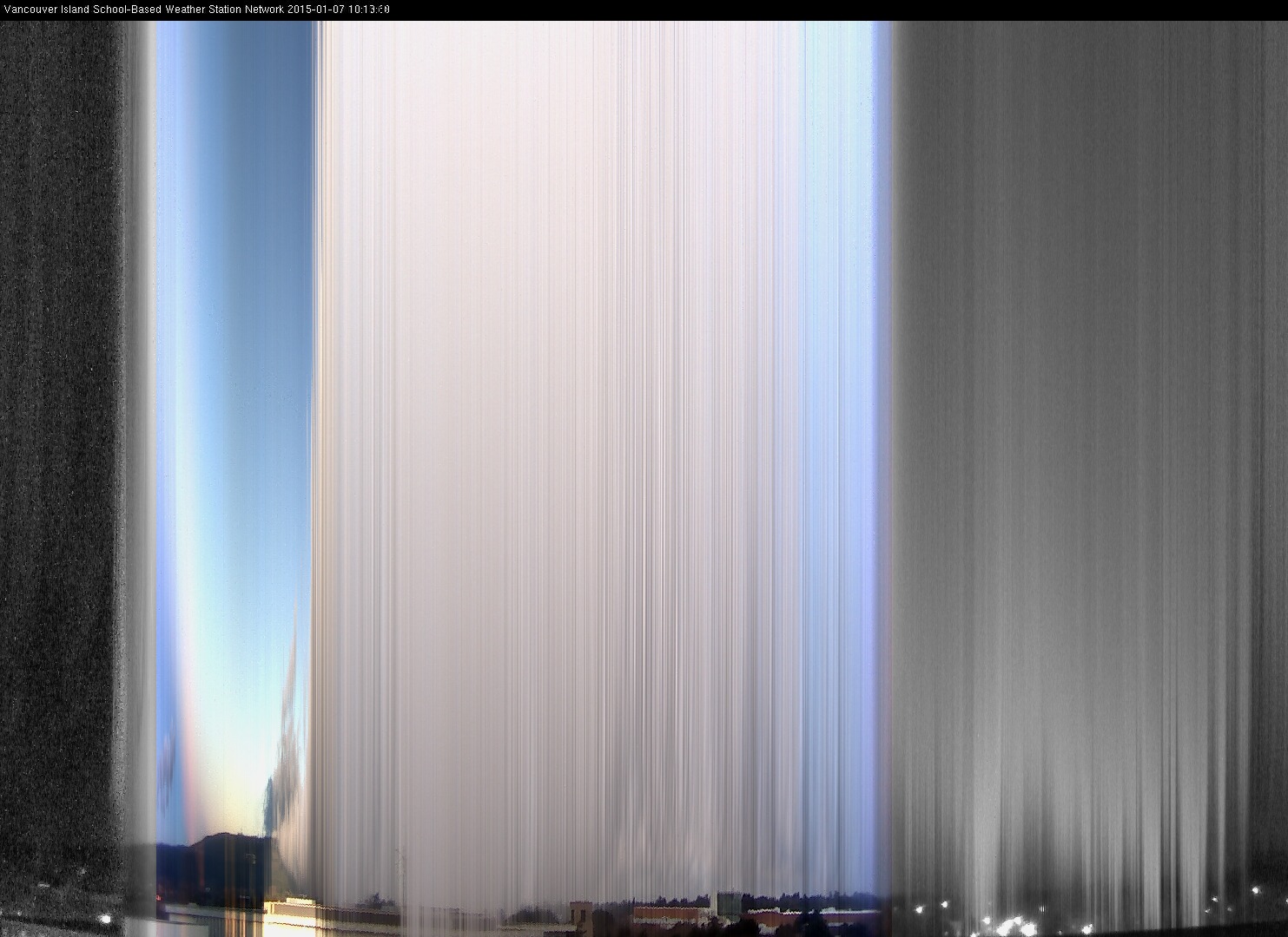 image of the sky seen from UVic, each column of pixels is a different minute, keogram