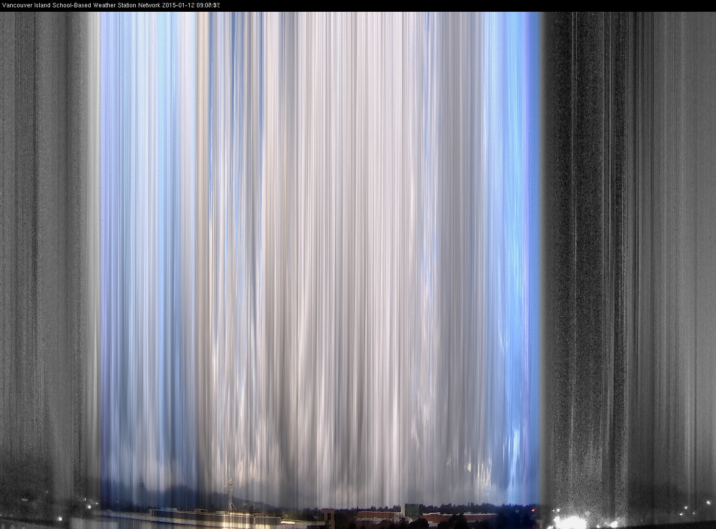 image of the sky seen from UVic, each column of pixels is a different minute, keogram