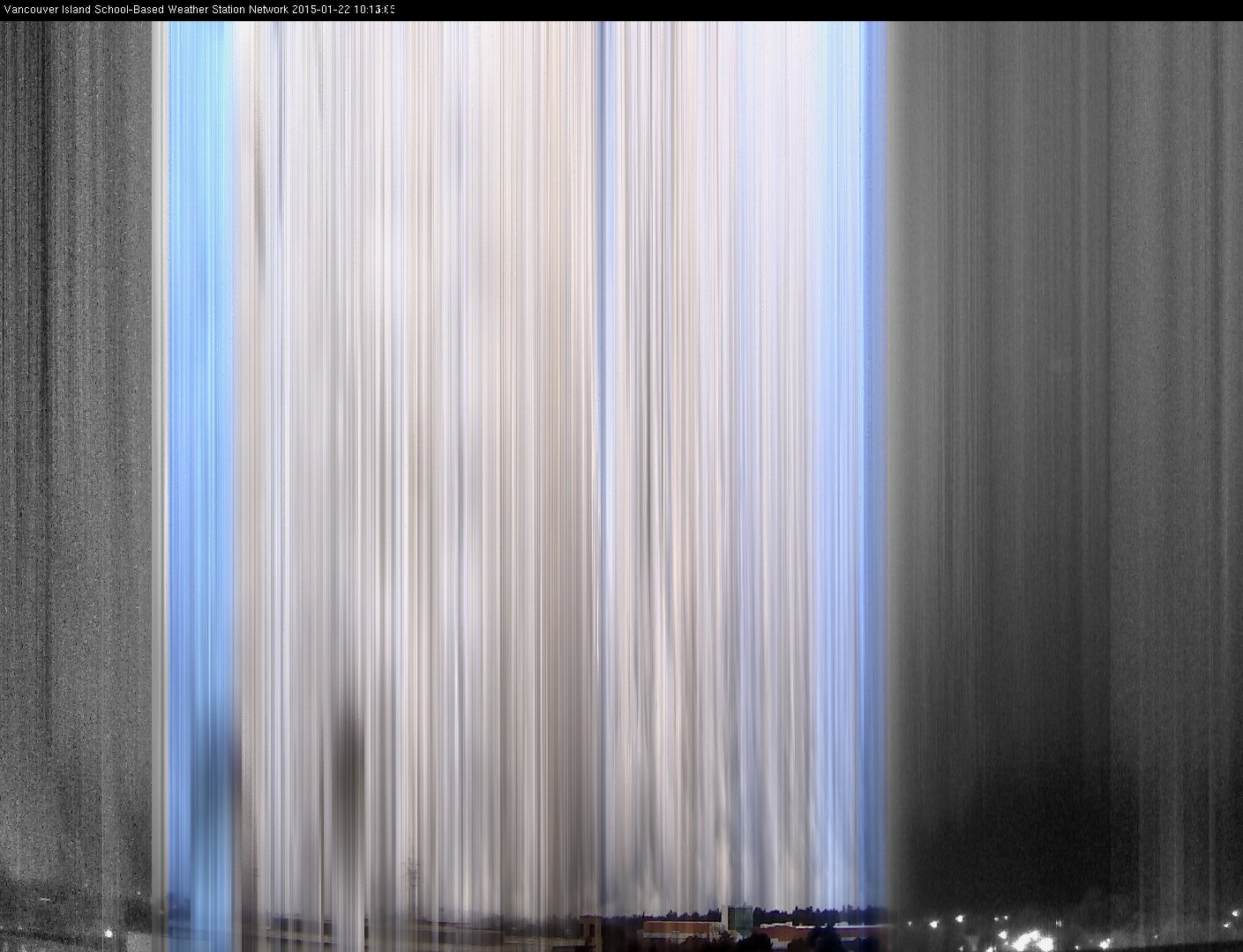 image of the sky seen from UVic, each column of pixels is a different minute, keogram