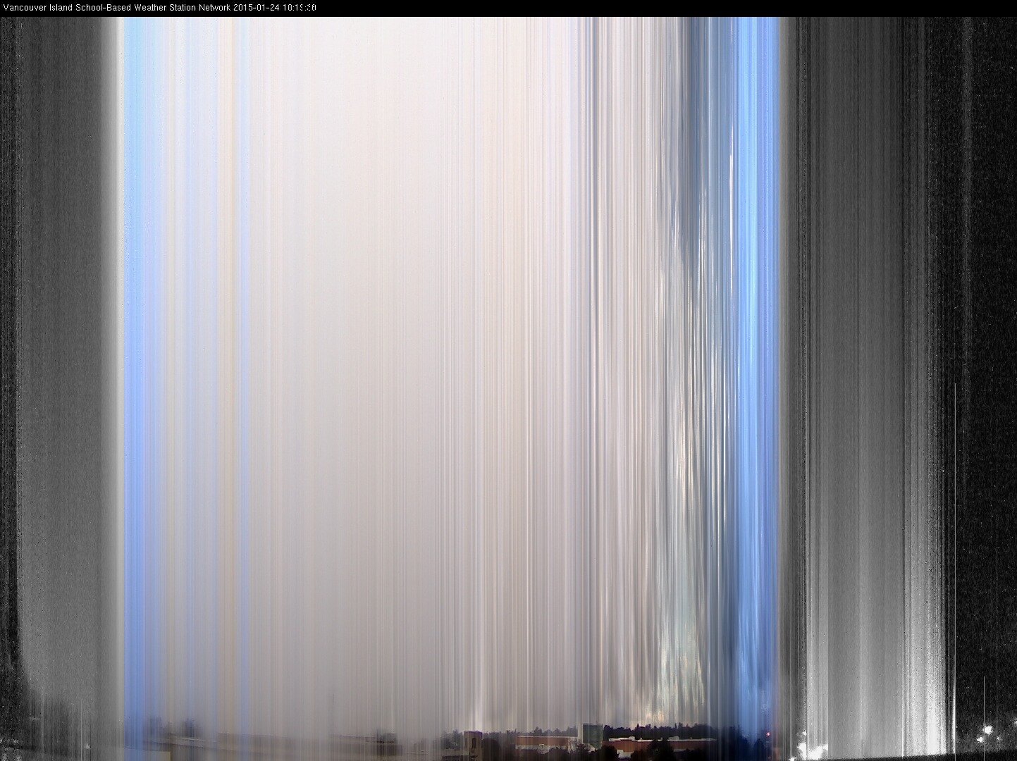 image of the sky seen from UVic, each column of pixels is a different minute, keogram