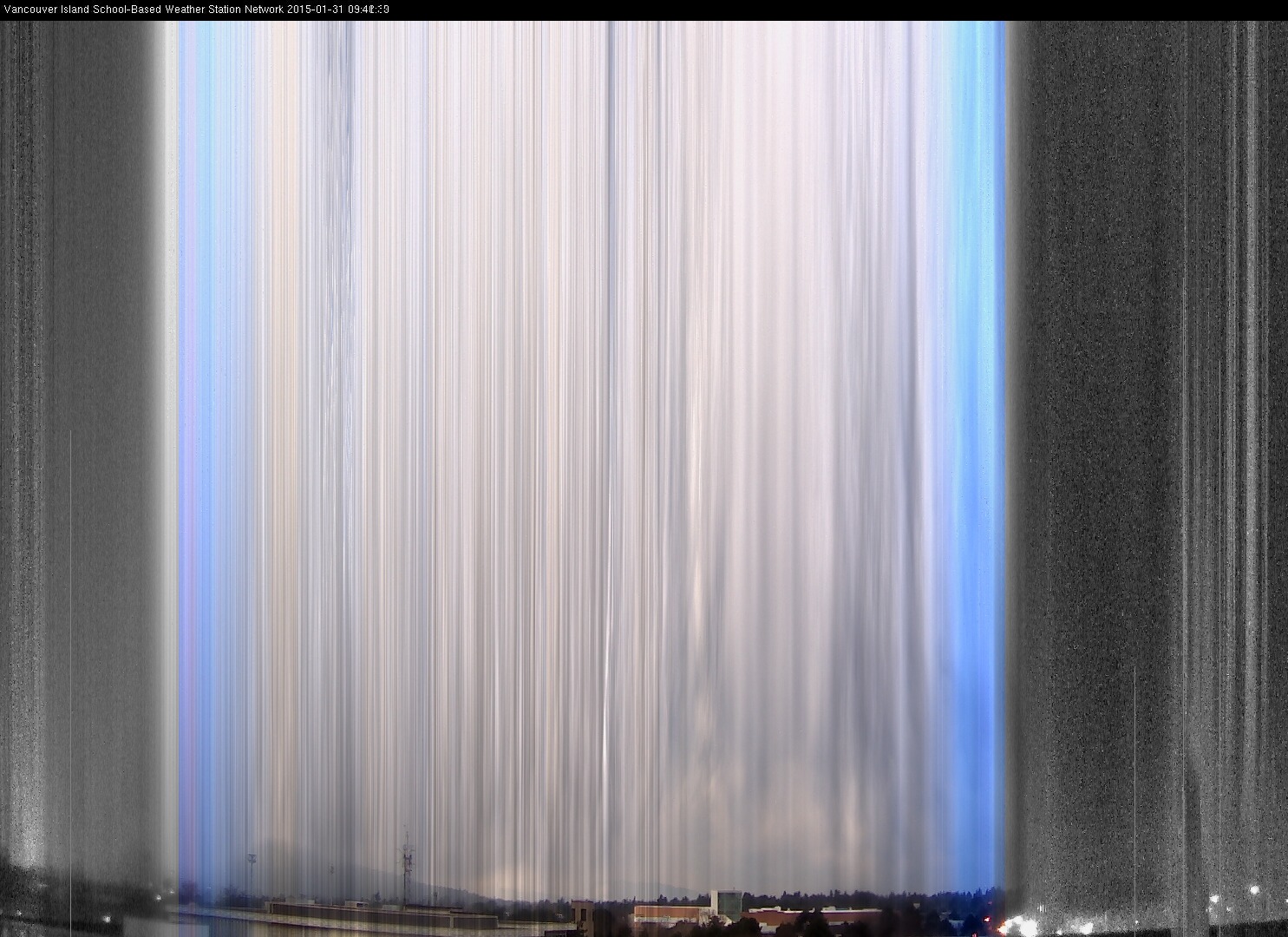 image of the sky seen from UVic, each column of pixels is a different minute, keogram