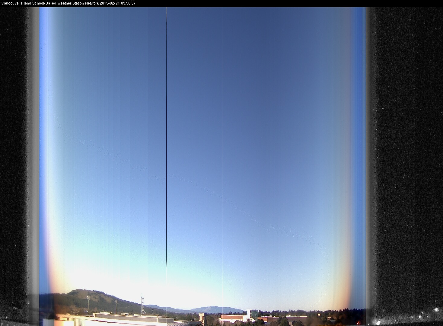 image of the sky seen from UVic, each column of pixels is a different minute, keogram