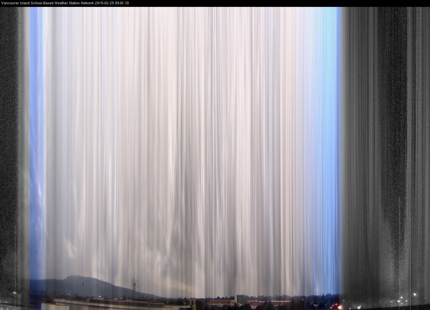 image of the sky seen from UVic, each column of pixels is a different minute, keogram