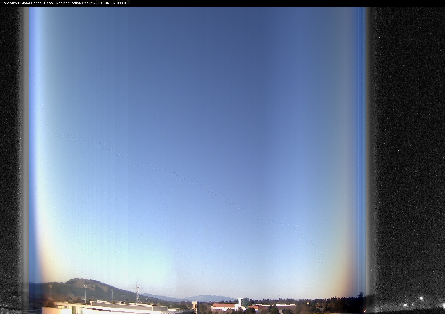 image of the sky seen from UVic, each column of pixels is a different minute, keogram