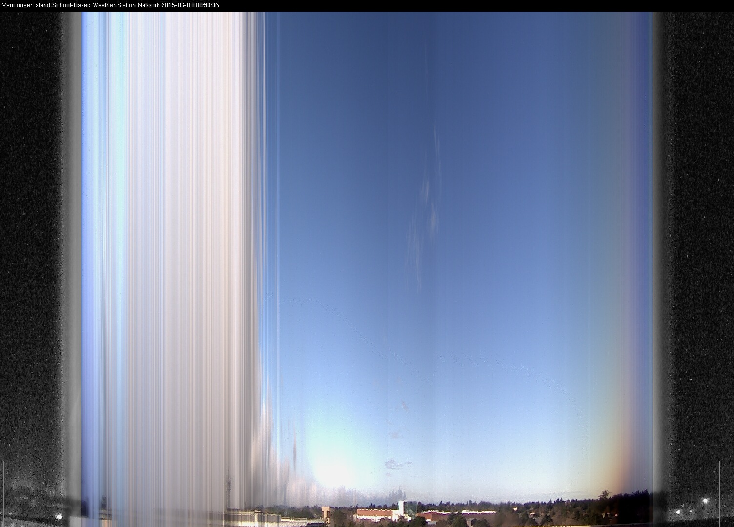 image of the sky seen from UVic, each column of pixels is a different minute, keogram