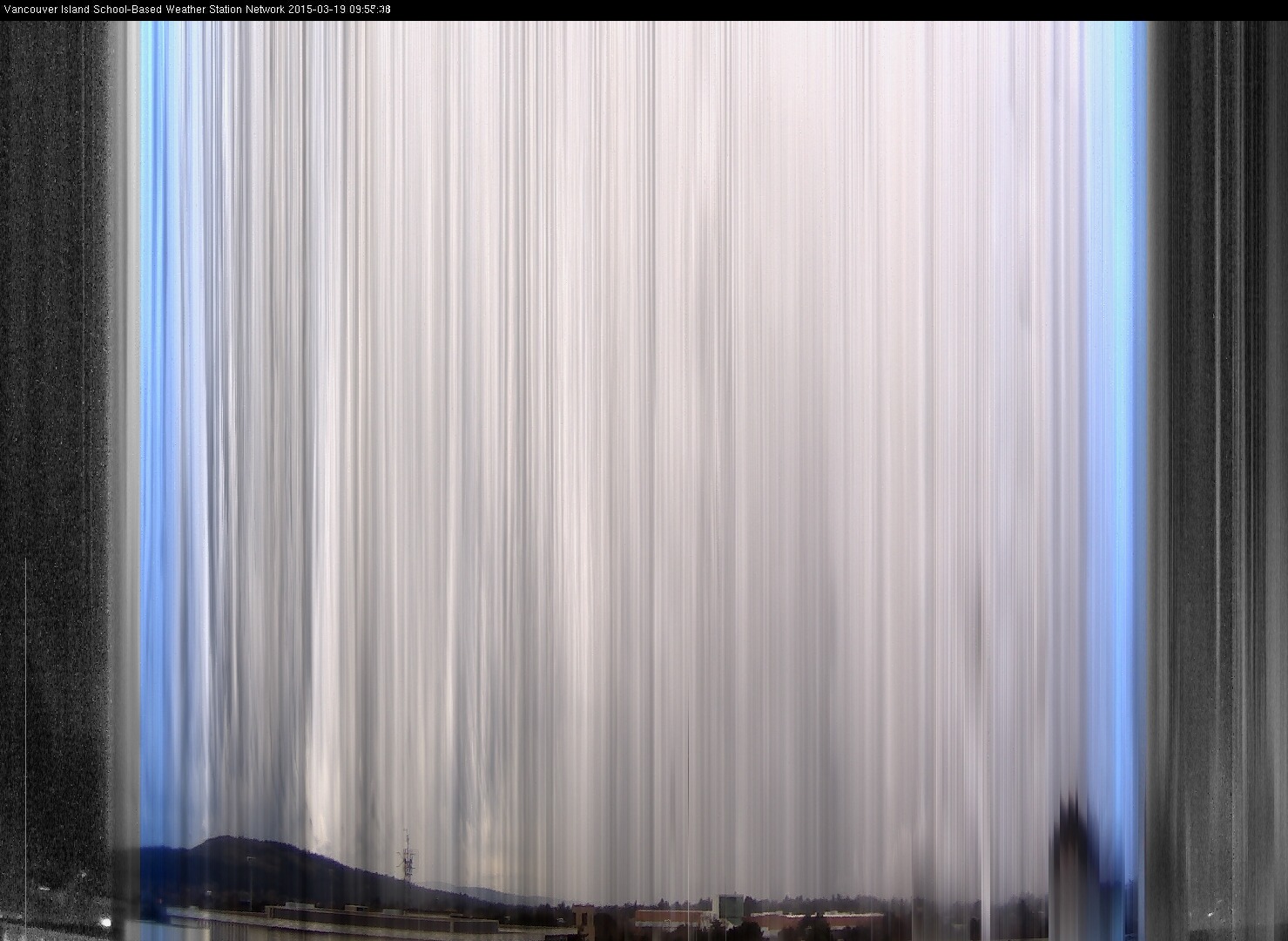 image of the sky seen from UVic, each column of pixels is a different minute, keogram