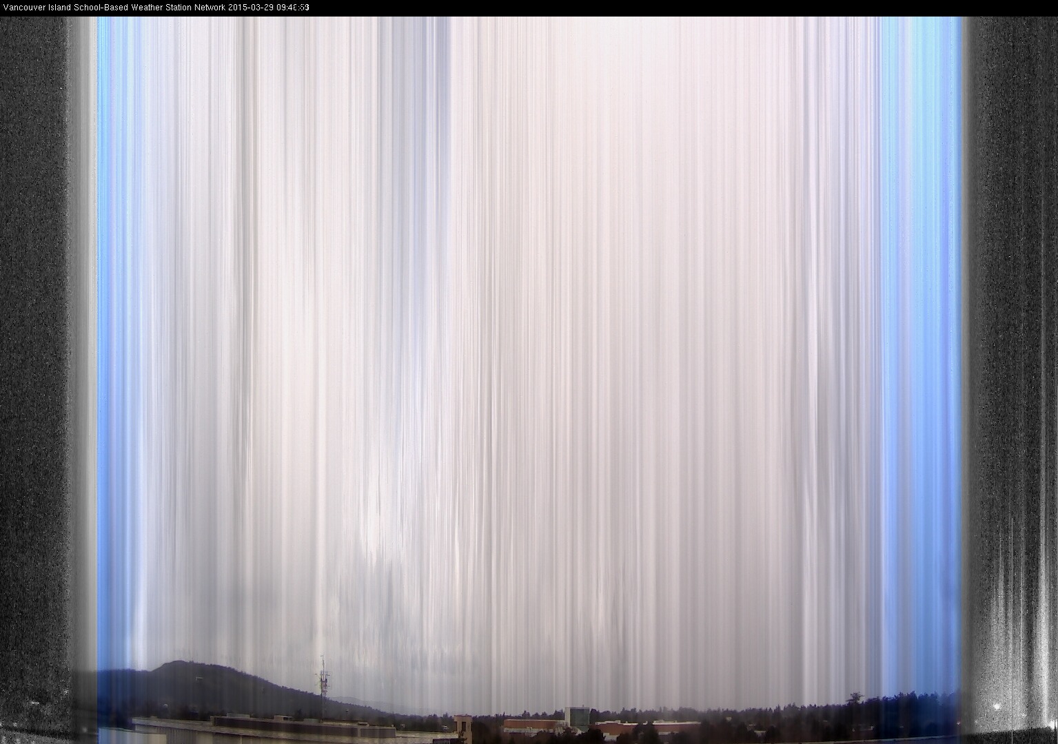 image of the sky seen from UVic, each column of pixels is a different minute, keogram
