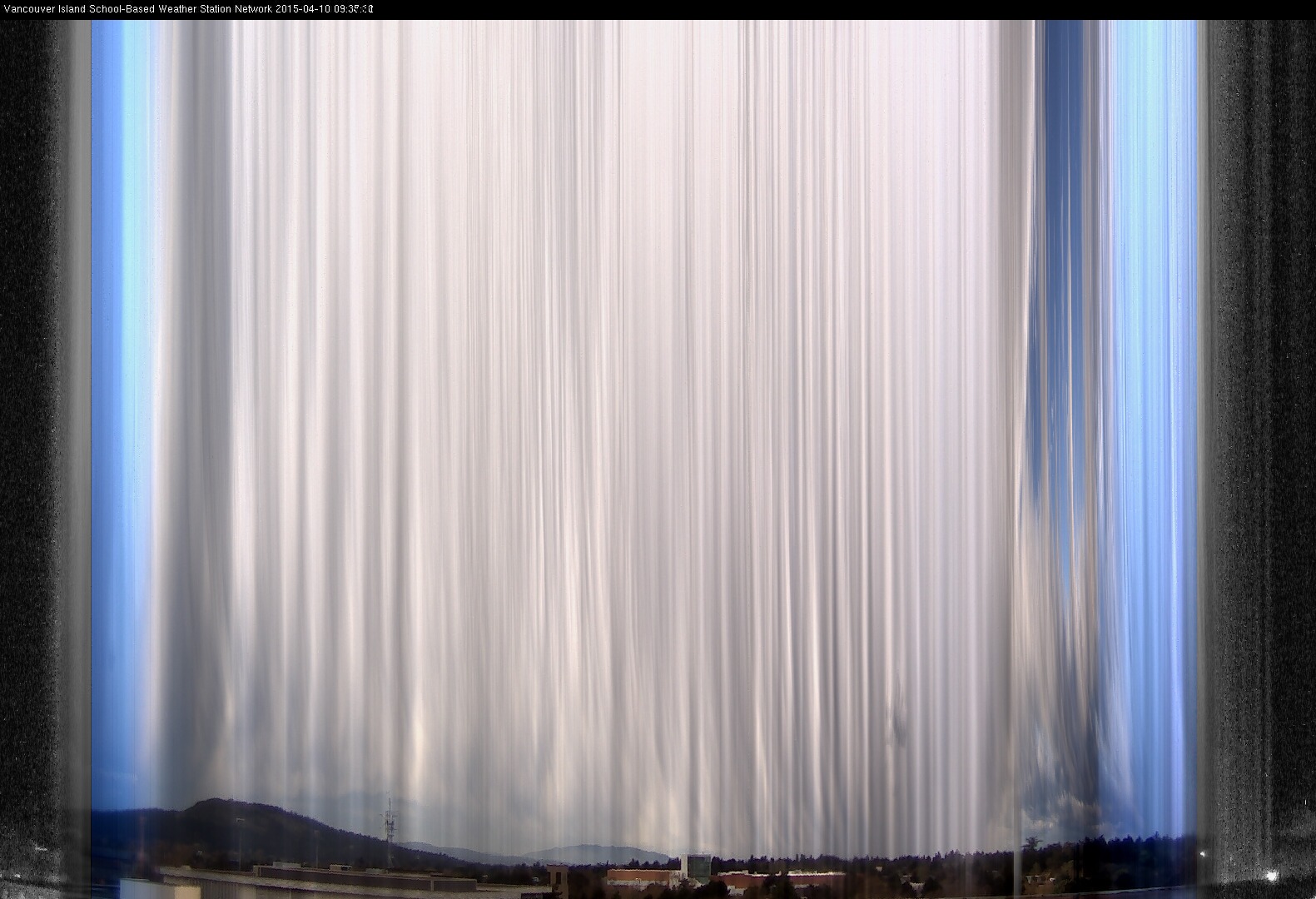 image of the sky seen from UVic, each column of pixels is a different minute, keogram