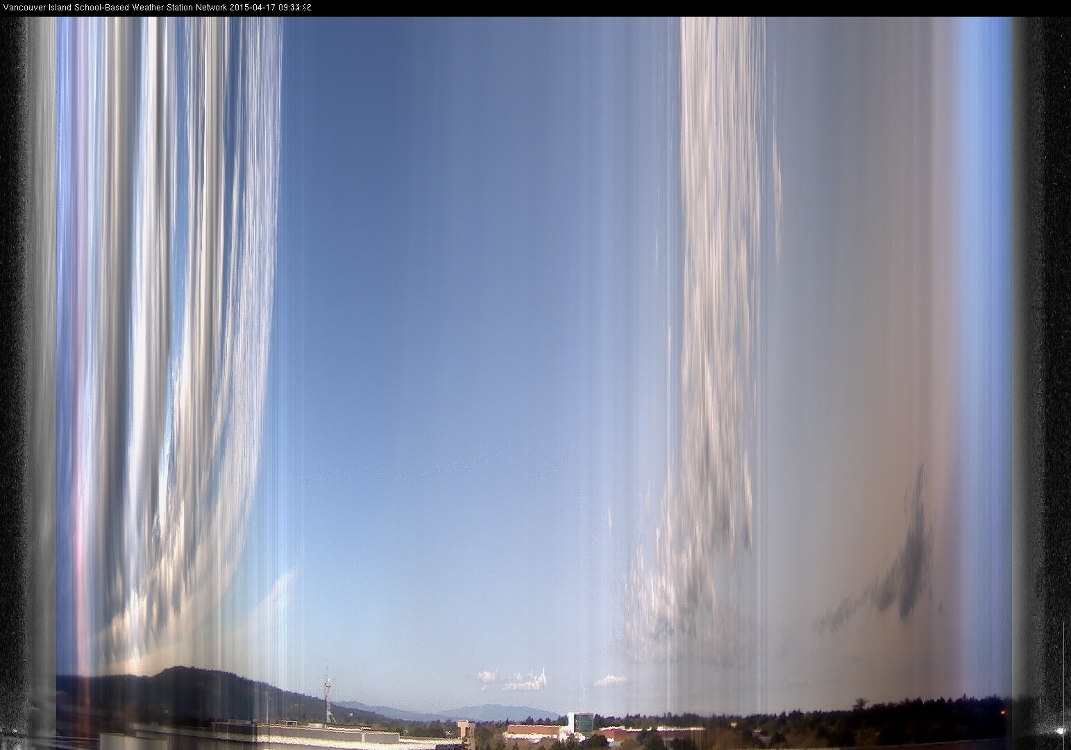 image of the sky seen from UVic, each column of pixels is a different minute, keogram