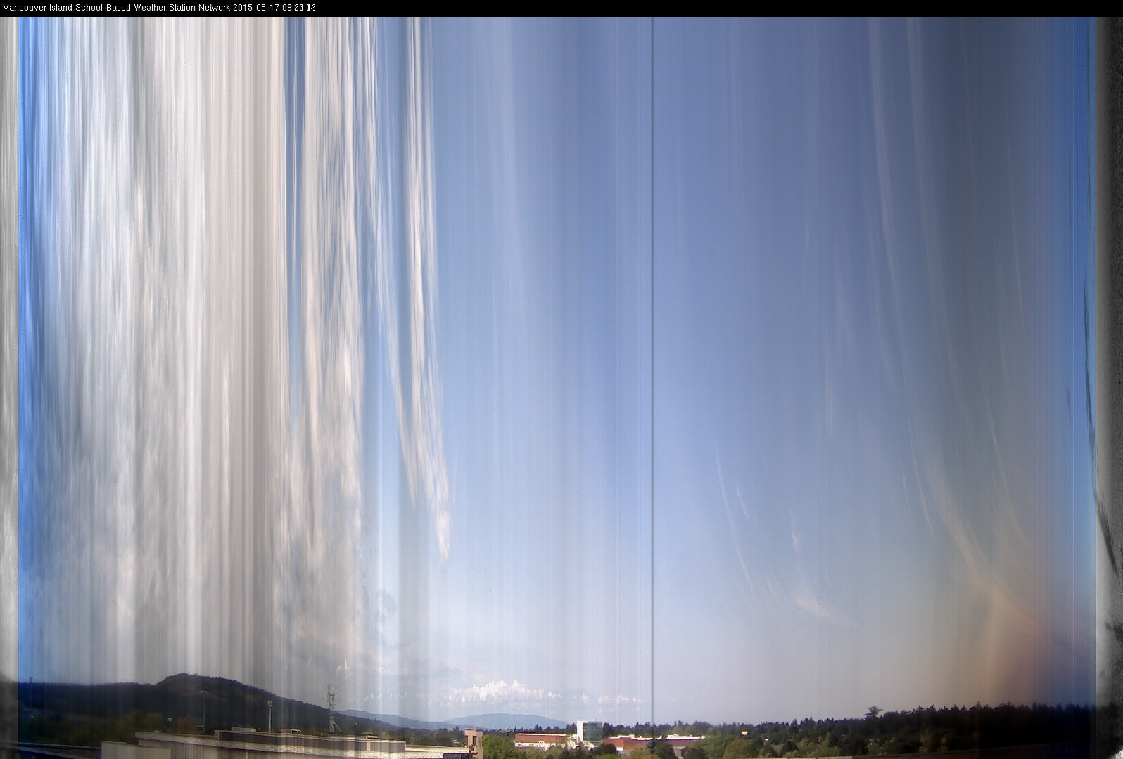image of the sky seen from UVic, each column of pixels is a different minute, keogram