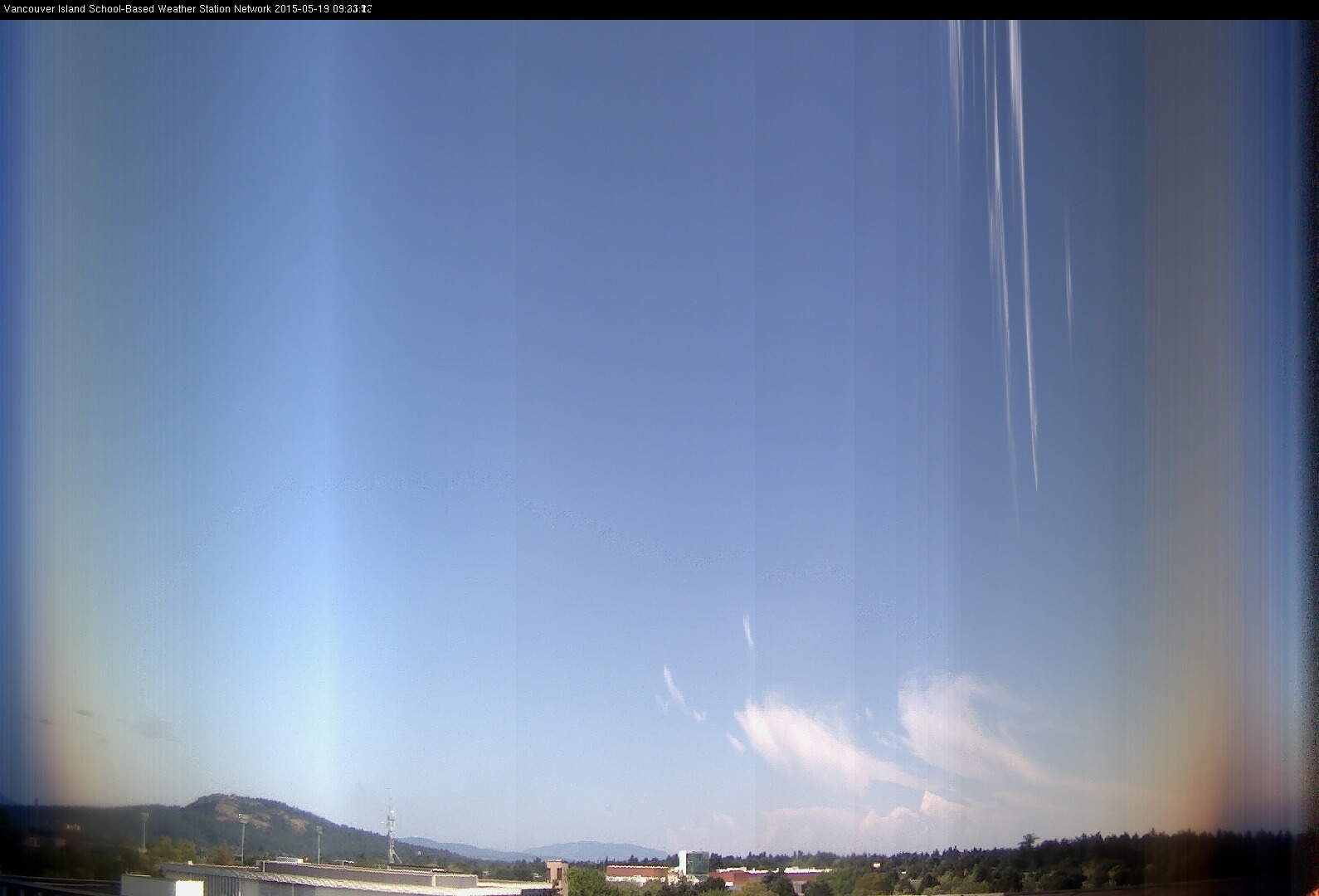 image of the sky seen from UVic, each column of pixels is a different minute, keogram