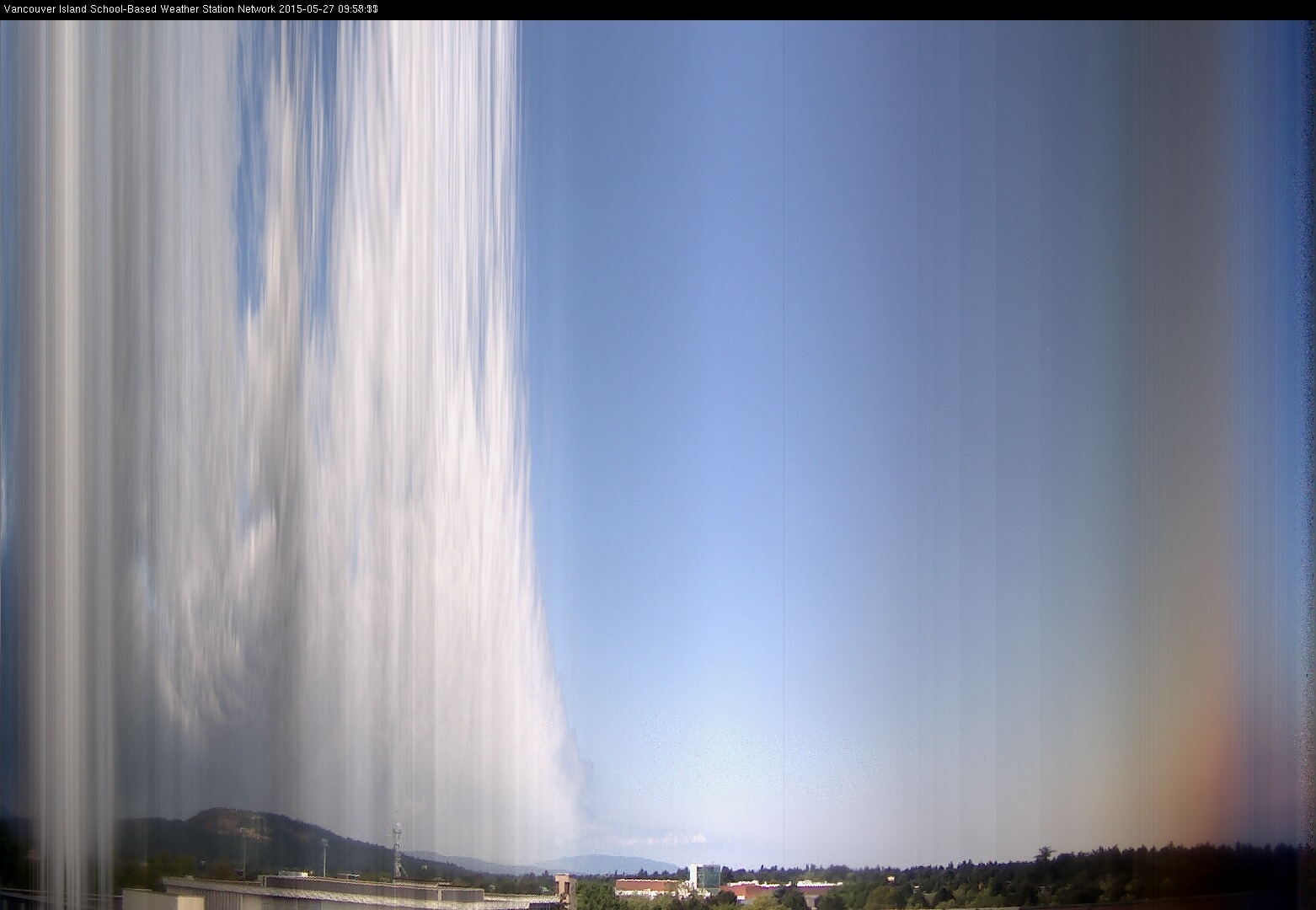 image of the sky seen from UVic, each column of pixels is a different minute, keogram