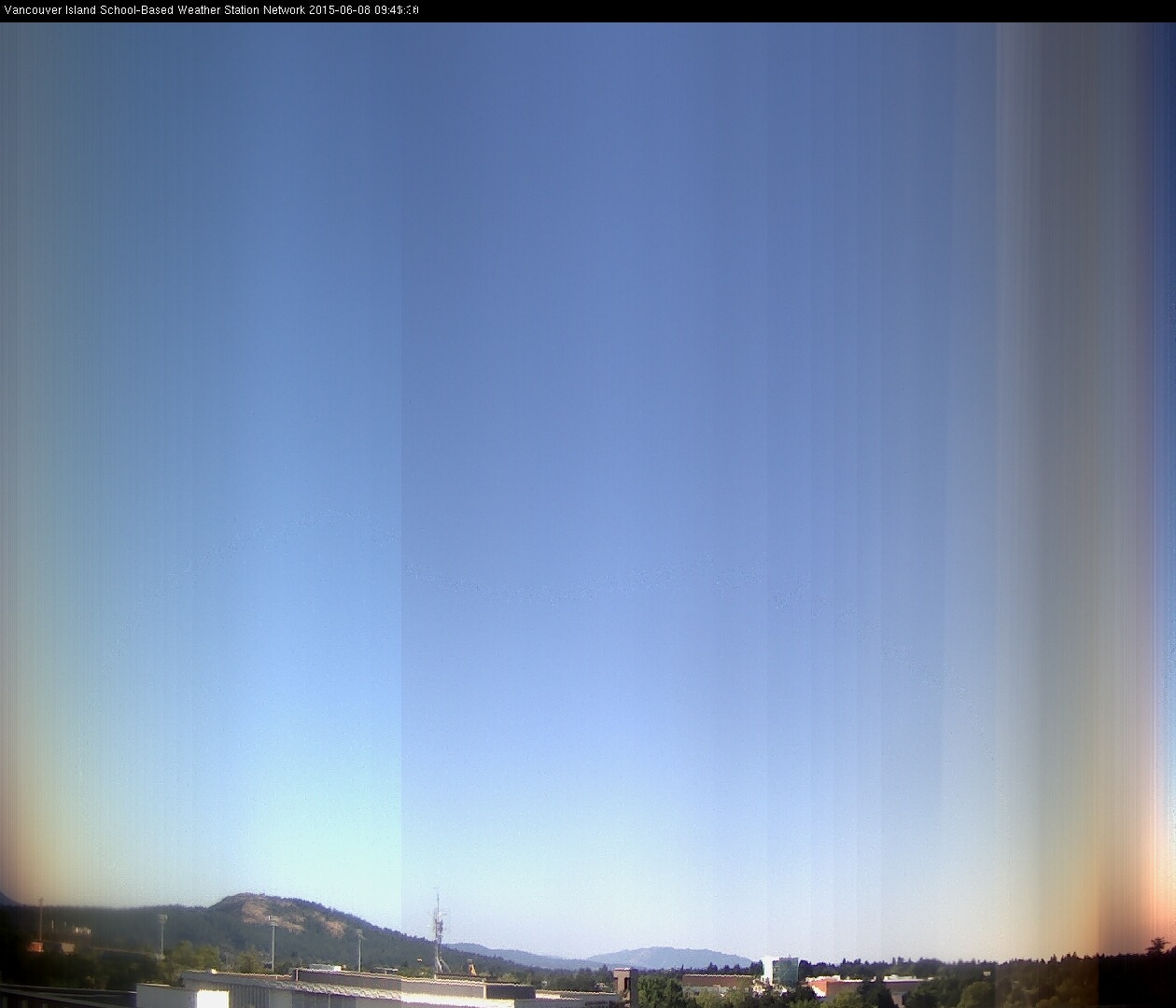 image of the sky seen from UVic, each column of pixels is a different minute, keogram