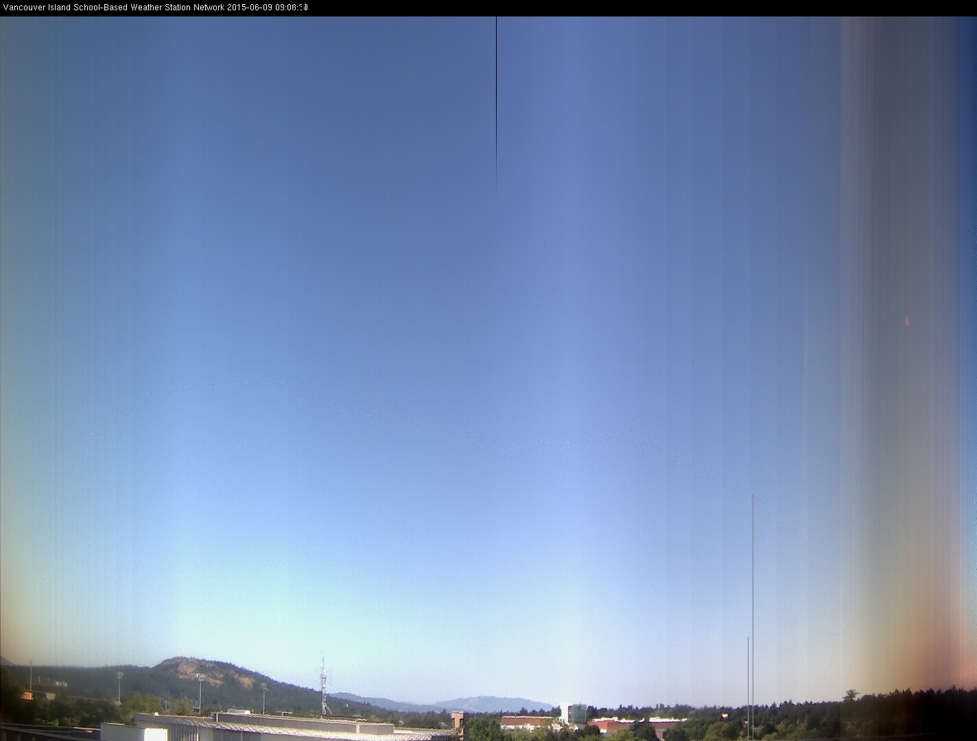 image of the sky seen from UVic, each column of pixels is a different minute, keogram