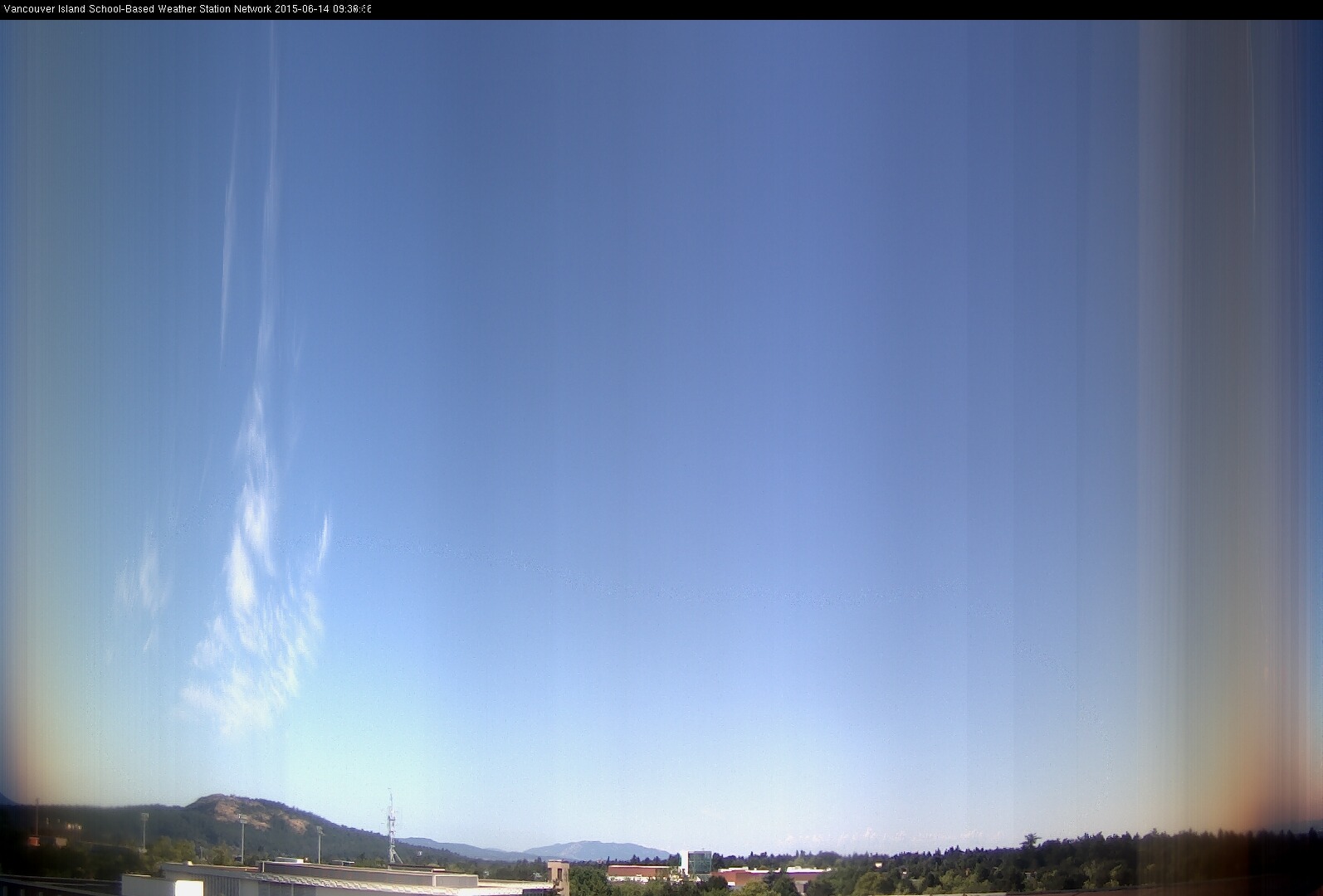 image of the sky seen from UVic, each column of pixels is a different minute, keogram