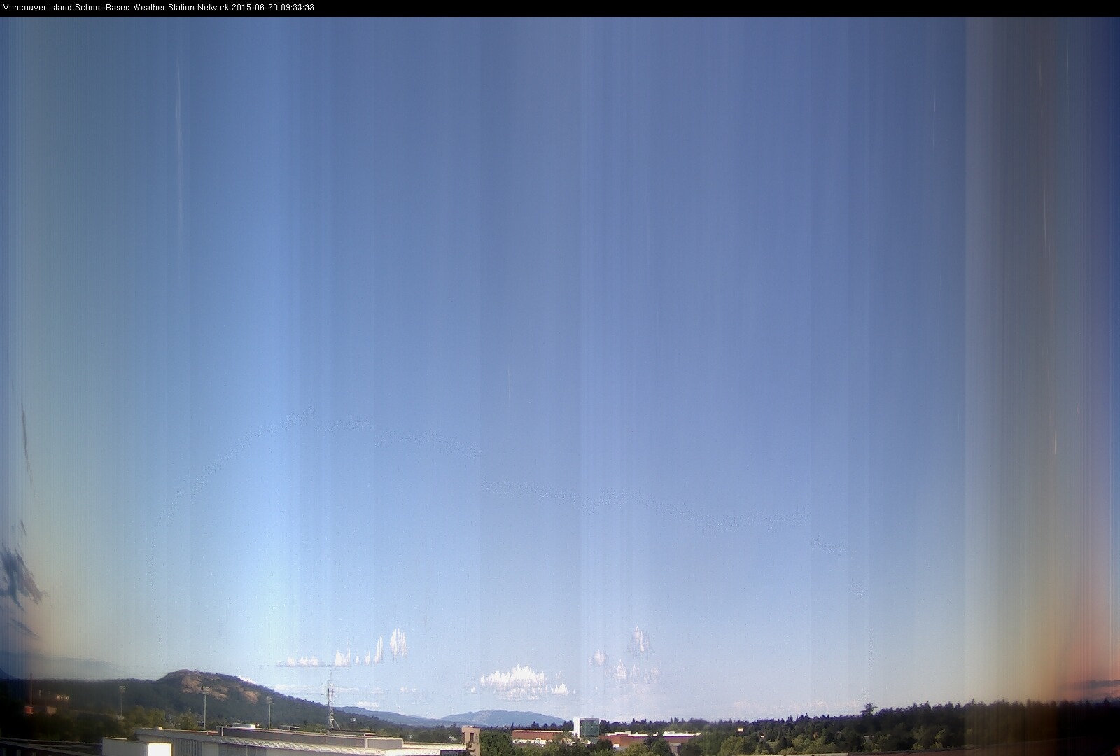 image of the sky seen from UVic, each column of pixels is a different minute, keogram