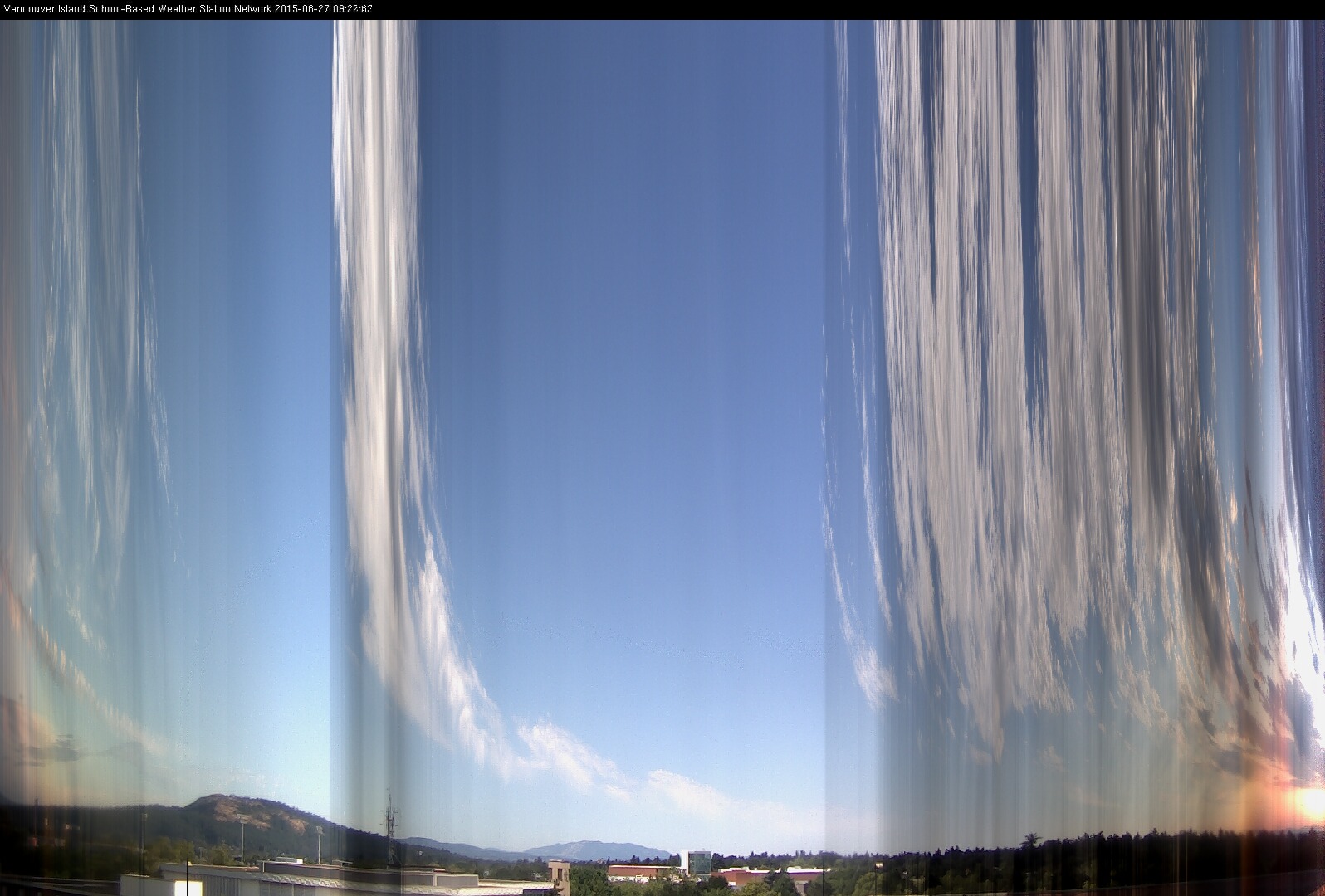 image of the sky seen from UVic, each column of pixels is a different minute, keogram