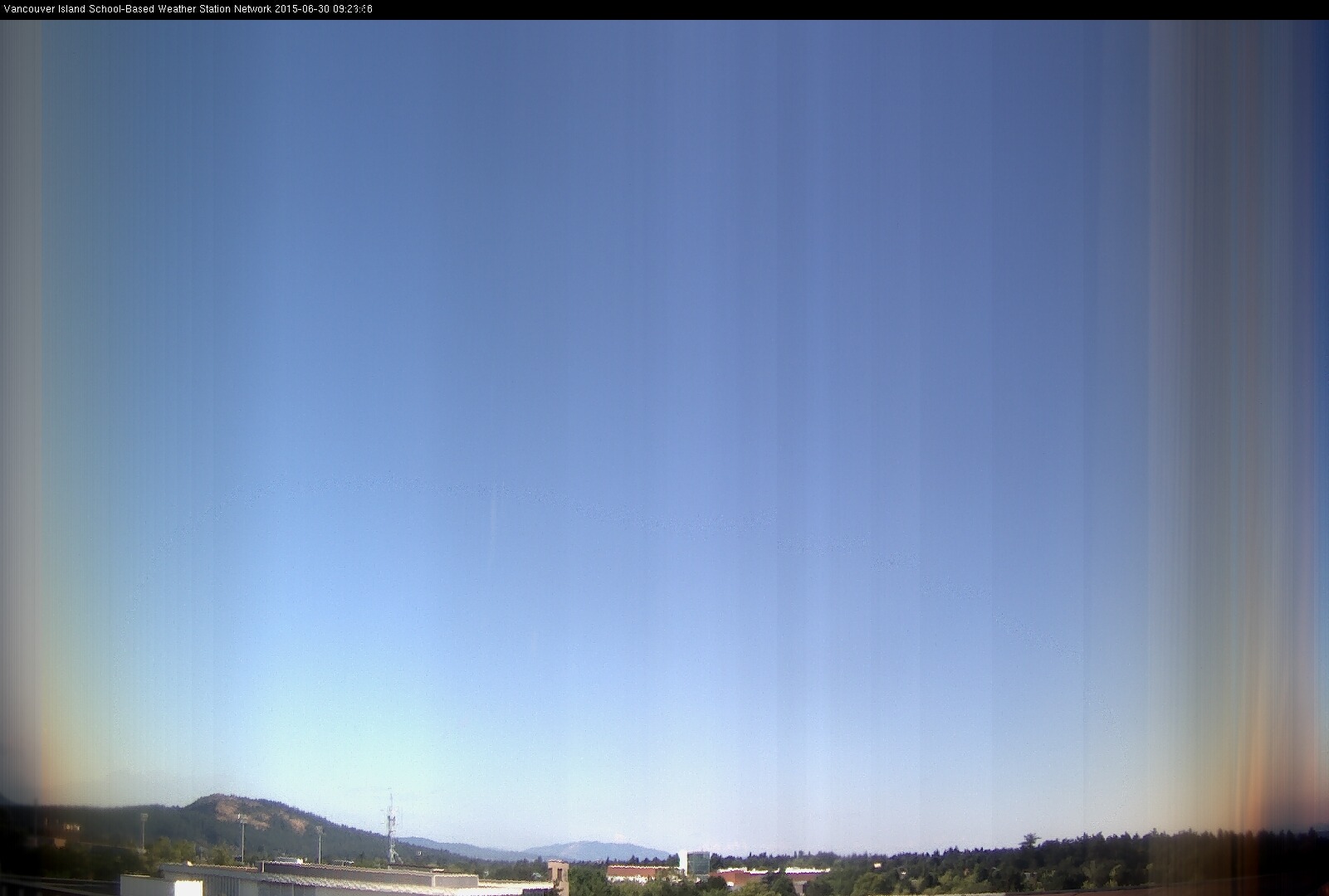 image of the sky seen from UVic, each column of pixels is a different minute, keogram
