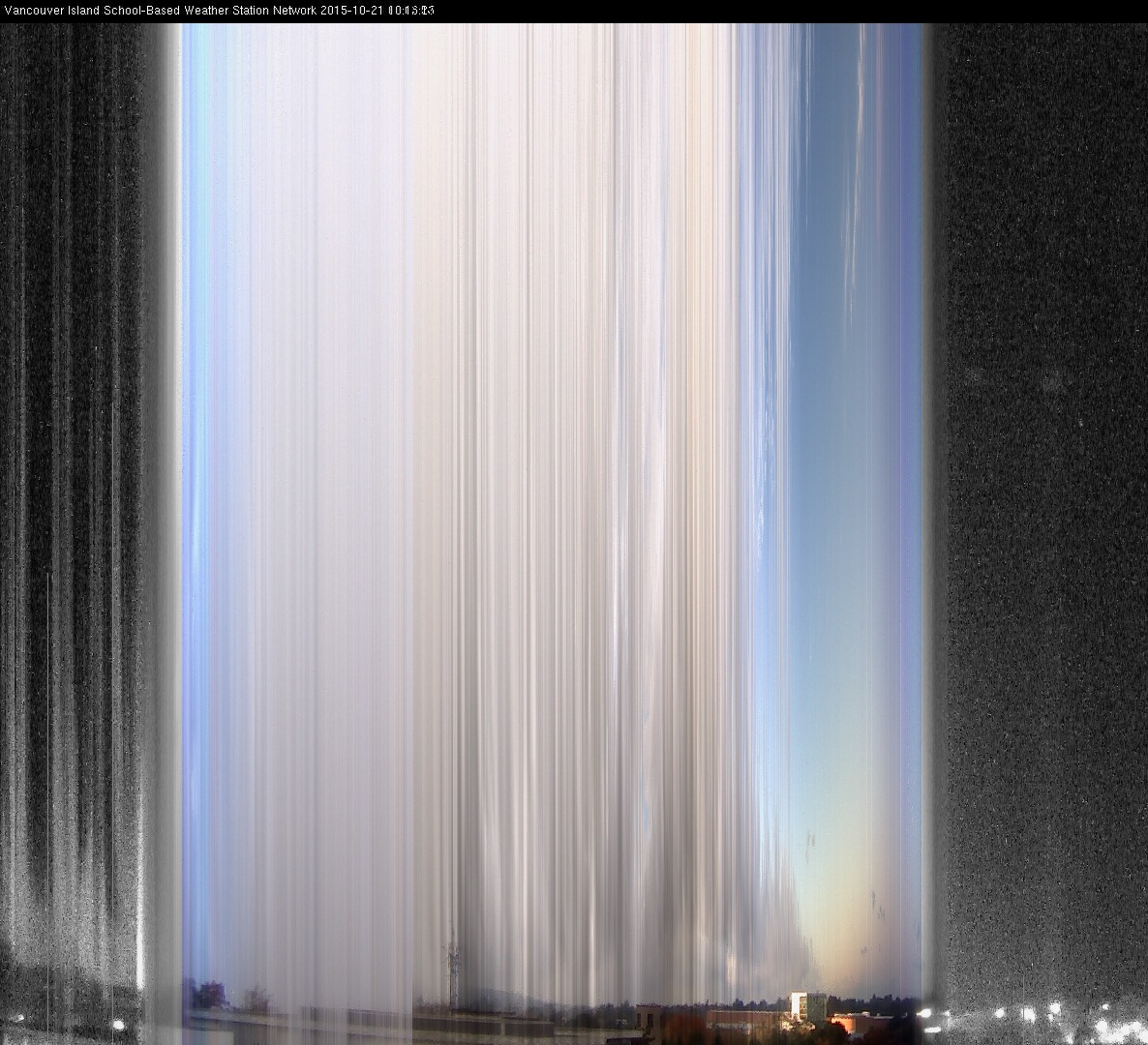 image of the sky seen from UVic, each column of pixels is a different minute, keogram