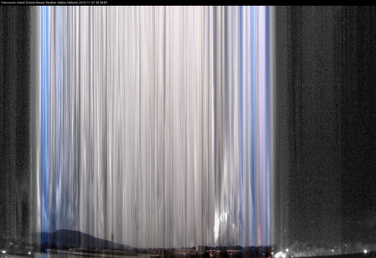 image of the sky seen from UVic, each column of pixels is a different minute, keogram