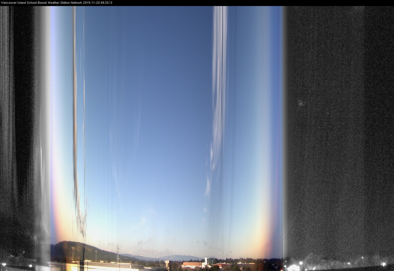 image of the sky seen from UVic, each column of pixels is a different minute, keogram