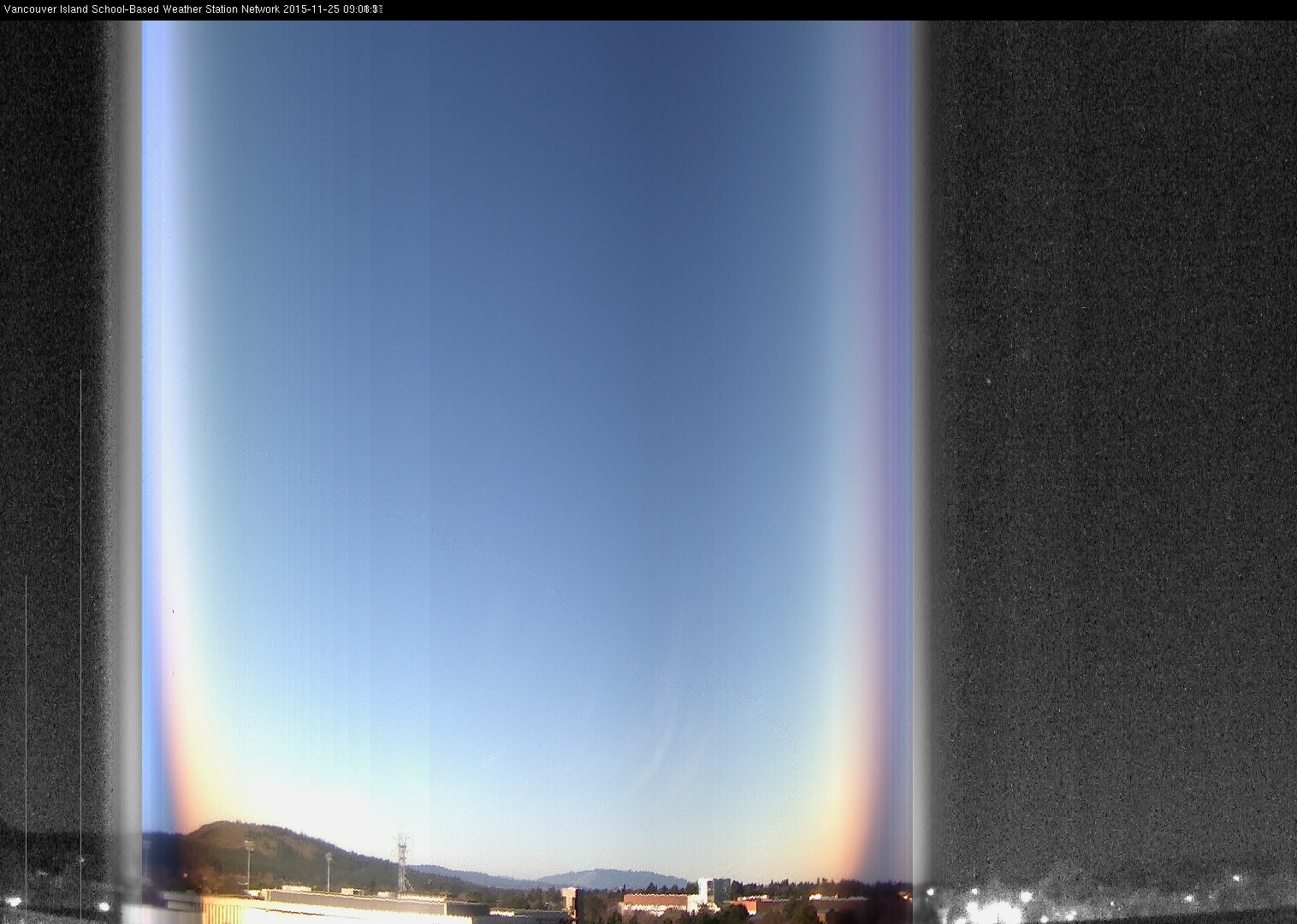 image of the sky seen from UVic, each column of pixels is a different minute, keogram