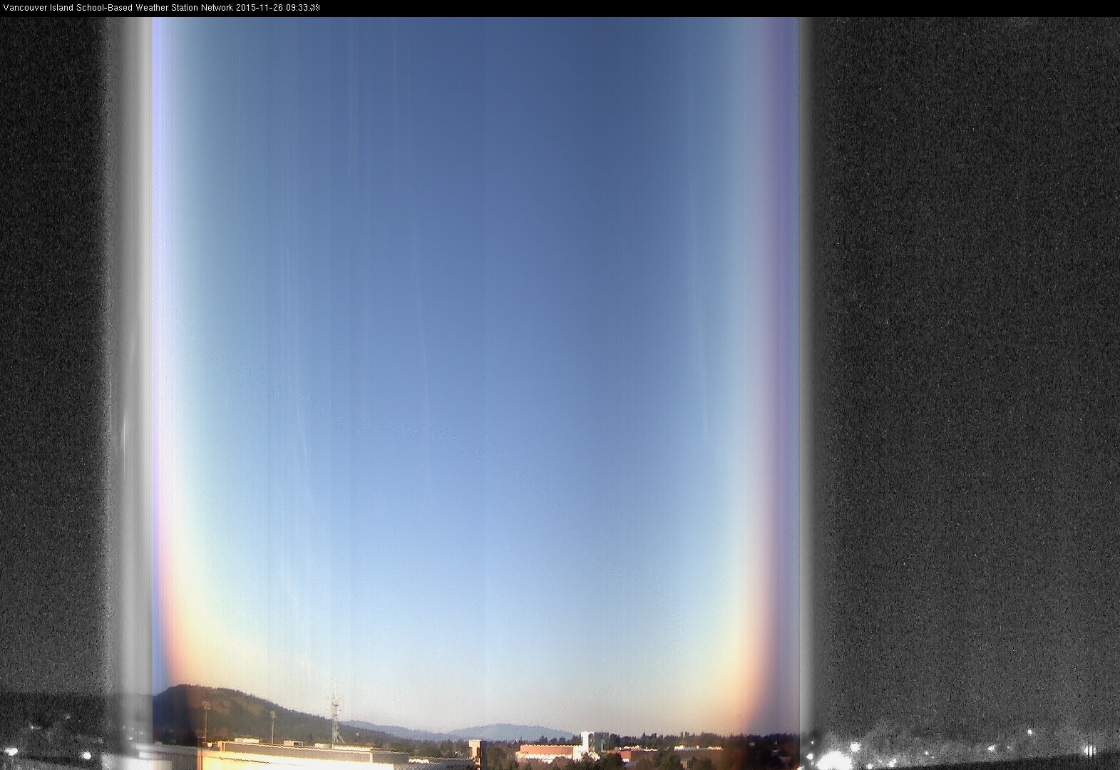 image of the sky seen from UVic, each column of pixels is a different minute, keogram