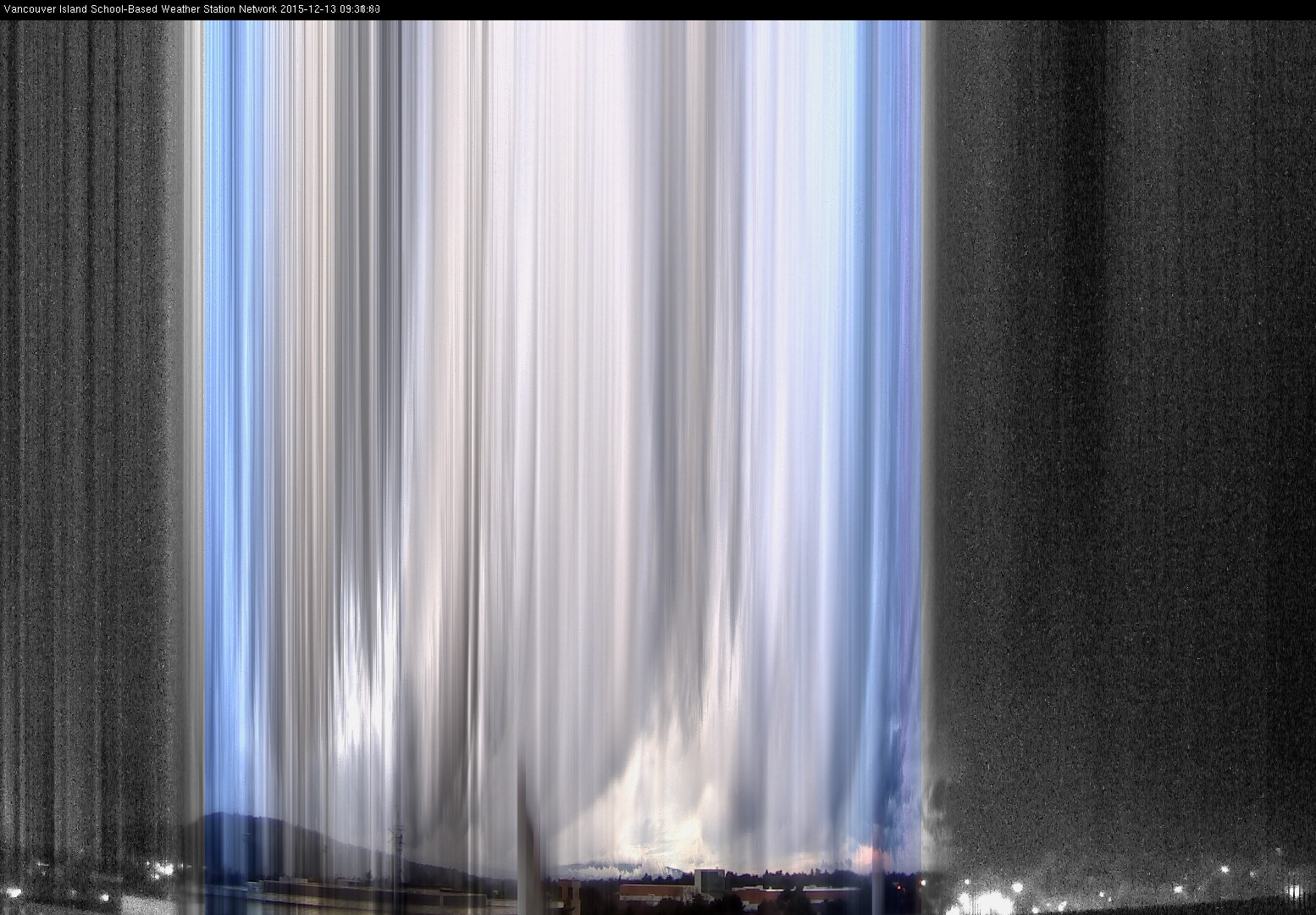 image of the sky seen from UVic, each column of pixels is a different minute, keogram