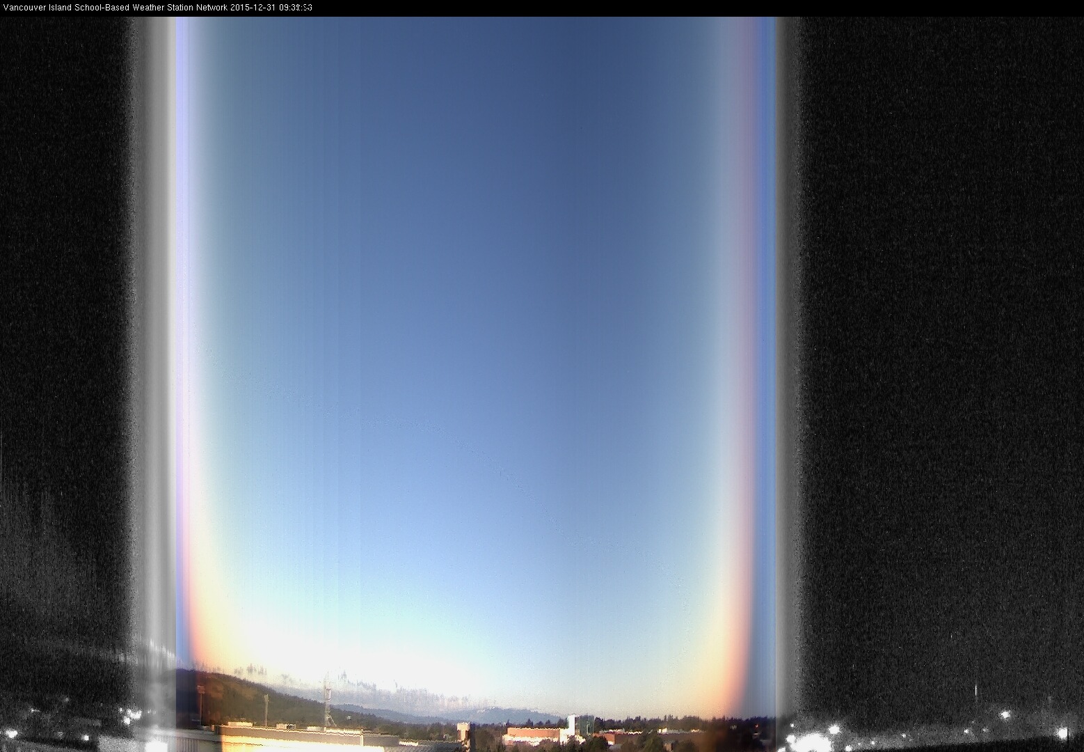 image of the sky seen from UVic, each column of pixels is a different minute, keogram